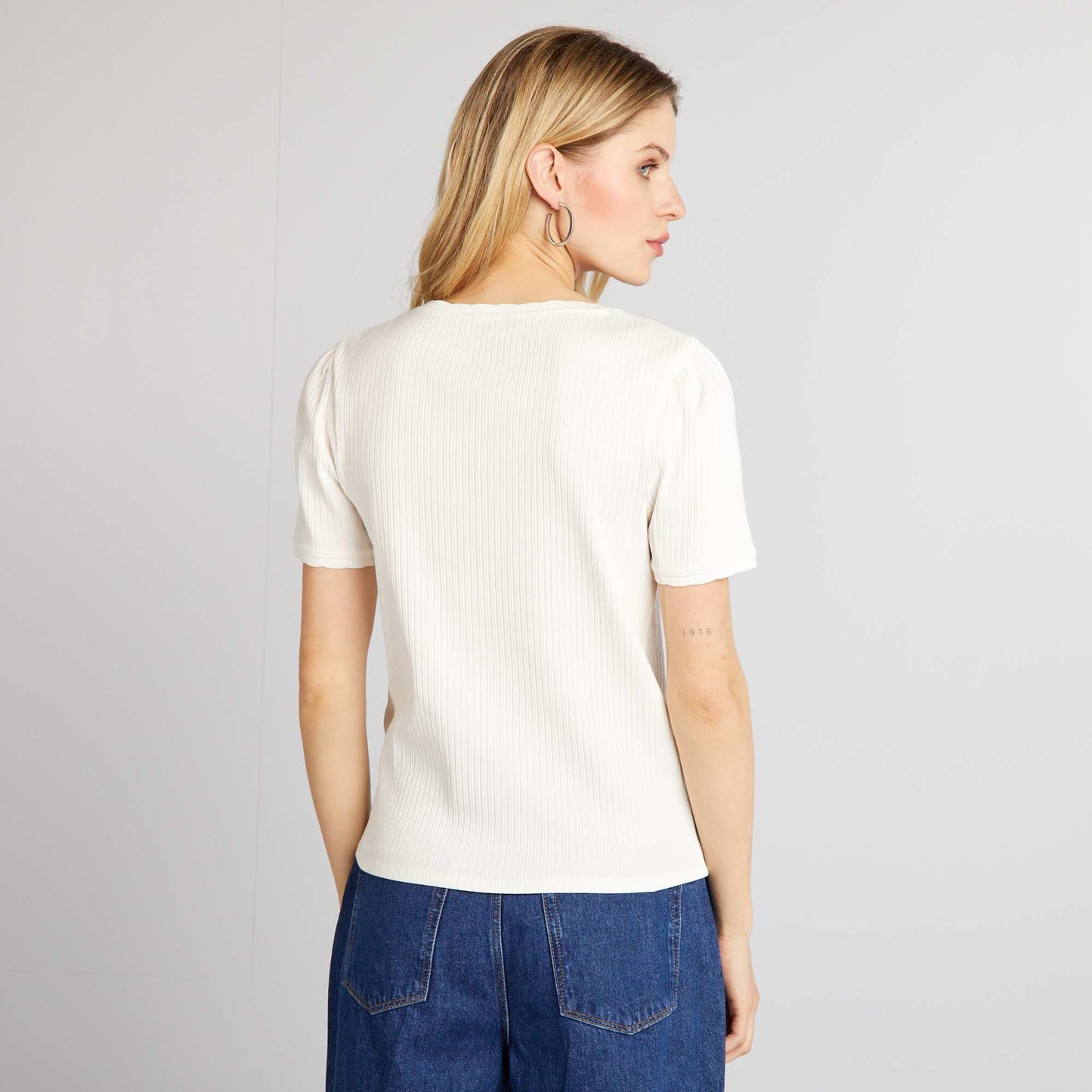 T-shirt c tel col plongeant blanc