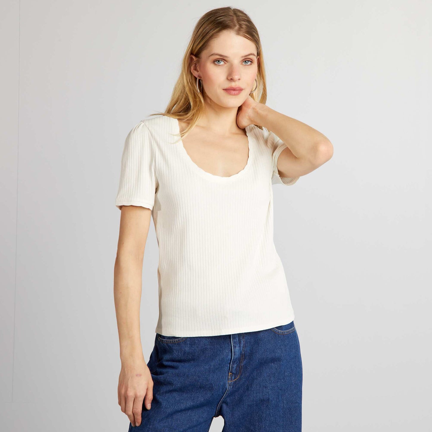 T-shirt c tel col plongeant blanc