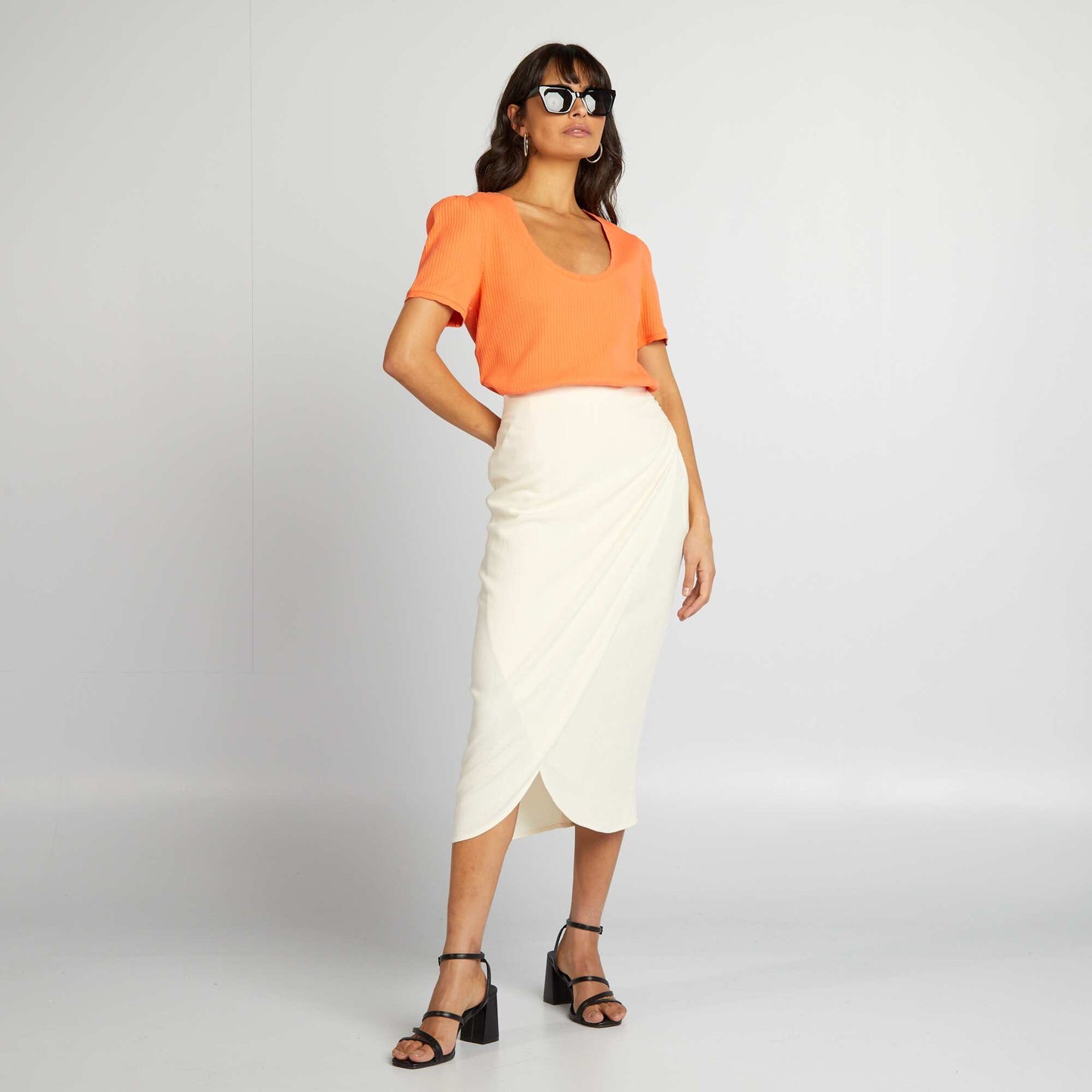 T-shirt c tel col plongeant Orange