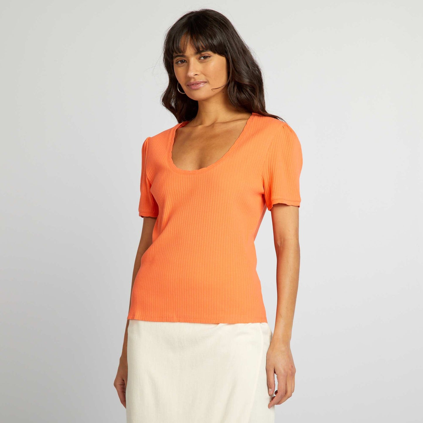 T-shirt c tel col plongeant Orange
