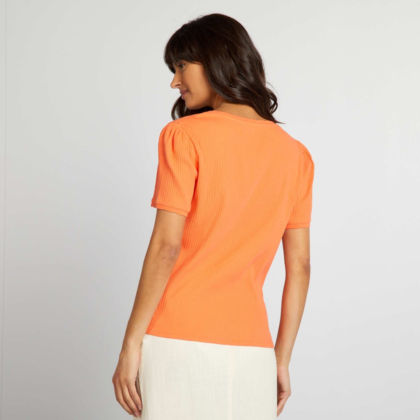 T-shirt c tel col plongeant Orange