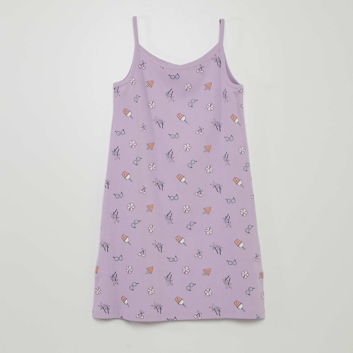 Chemise de nuit imprim e bretelles Blanc