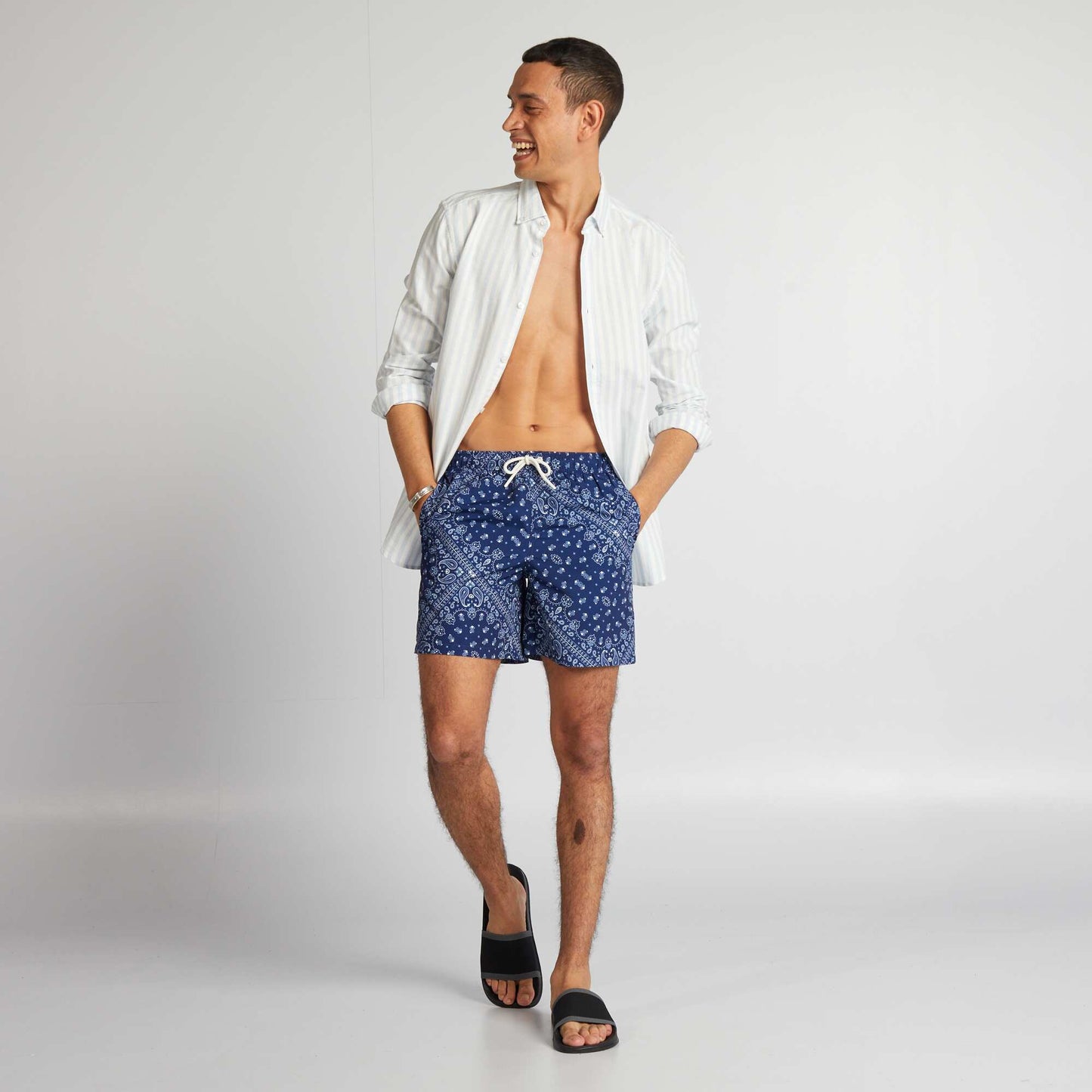 Short de bain avec imprim Bleu/blanc