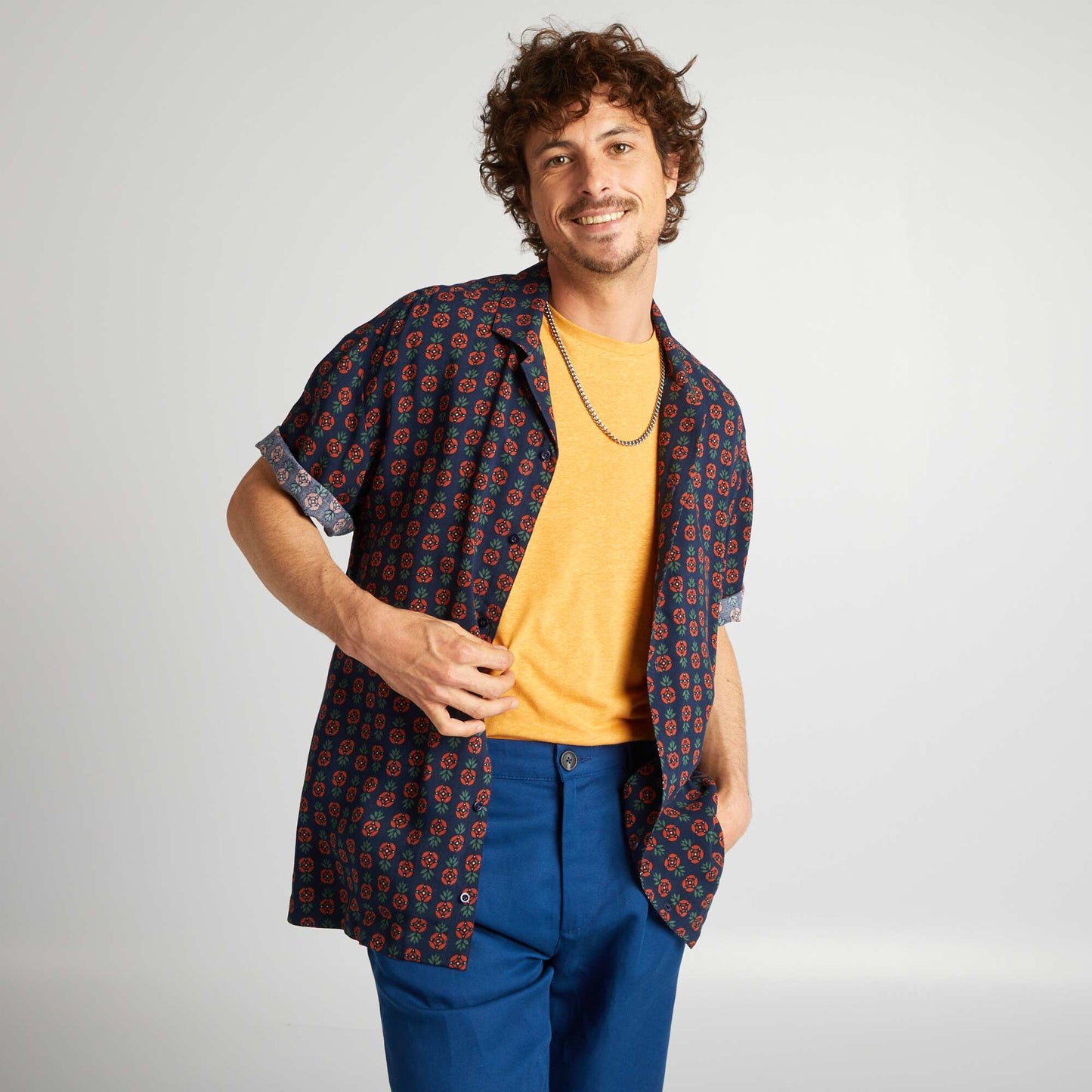 Chemise imprim e manches courtes Bleu marine