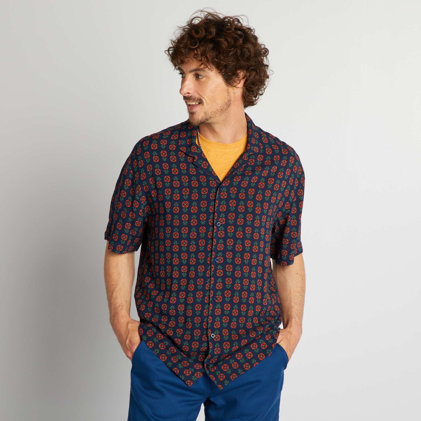 Chemise imprim e manches courtes Bleu marine