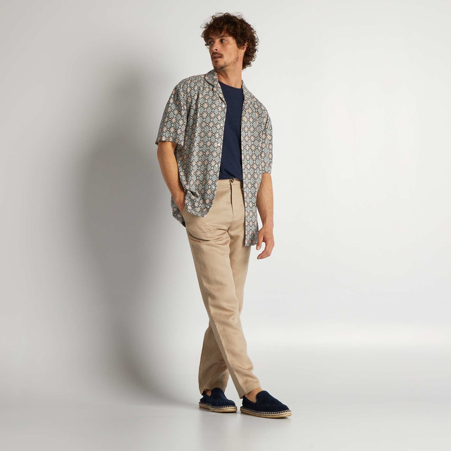 Chemise imprim e manches courtes Blanc