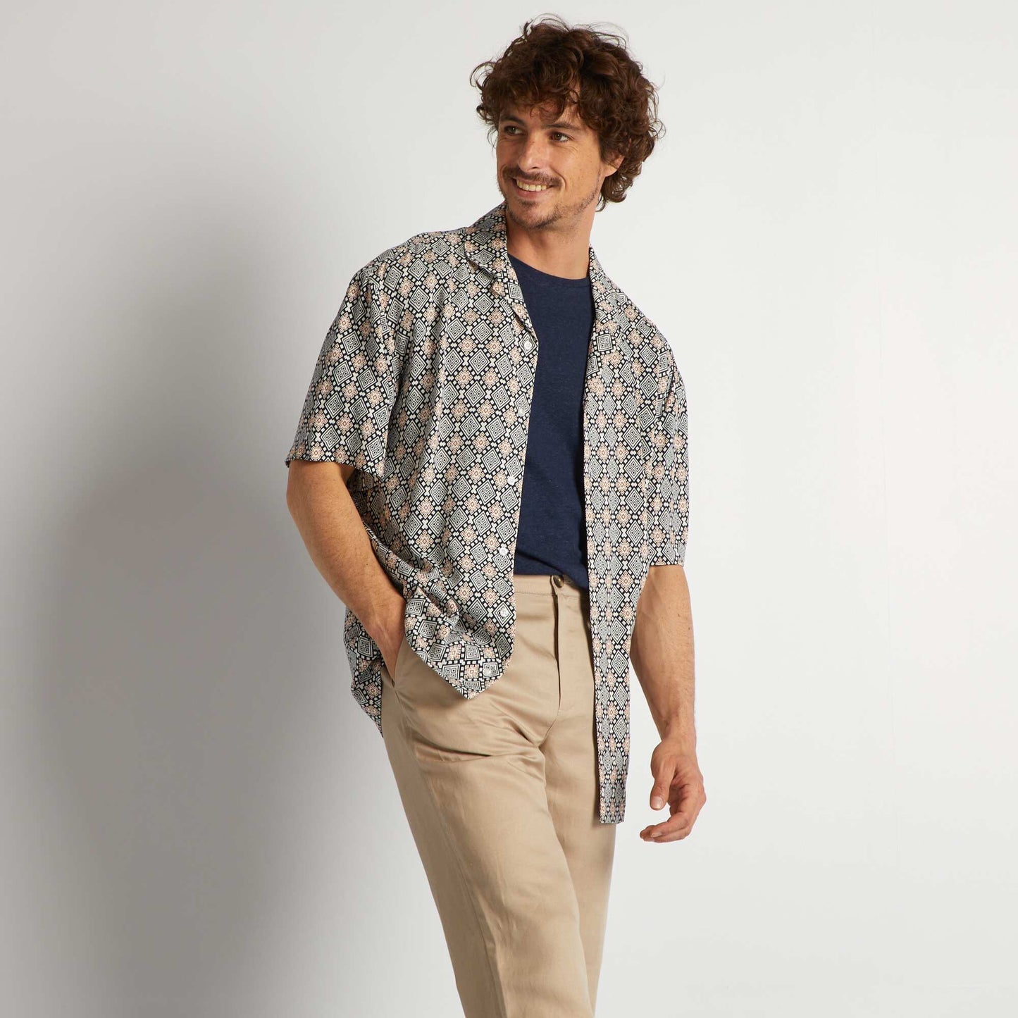 Chemise imprim e manches courtes Blanc