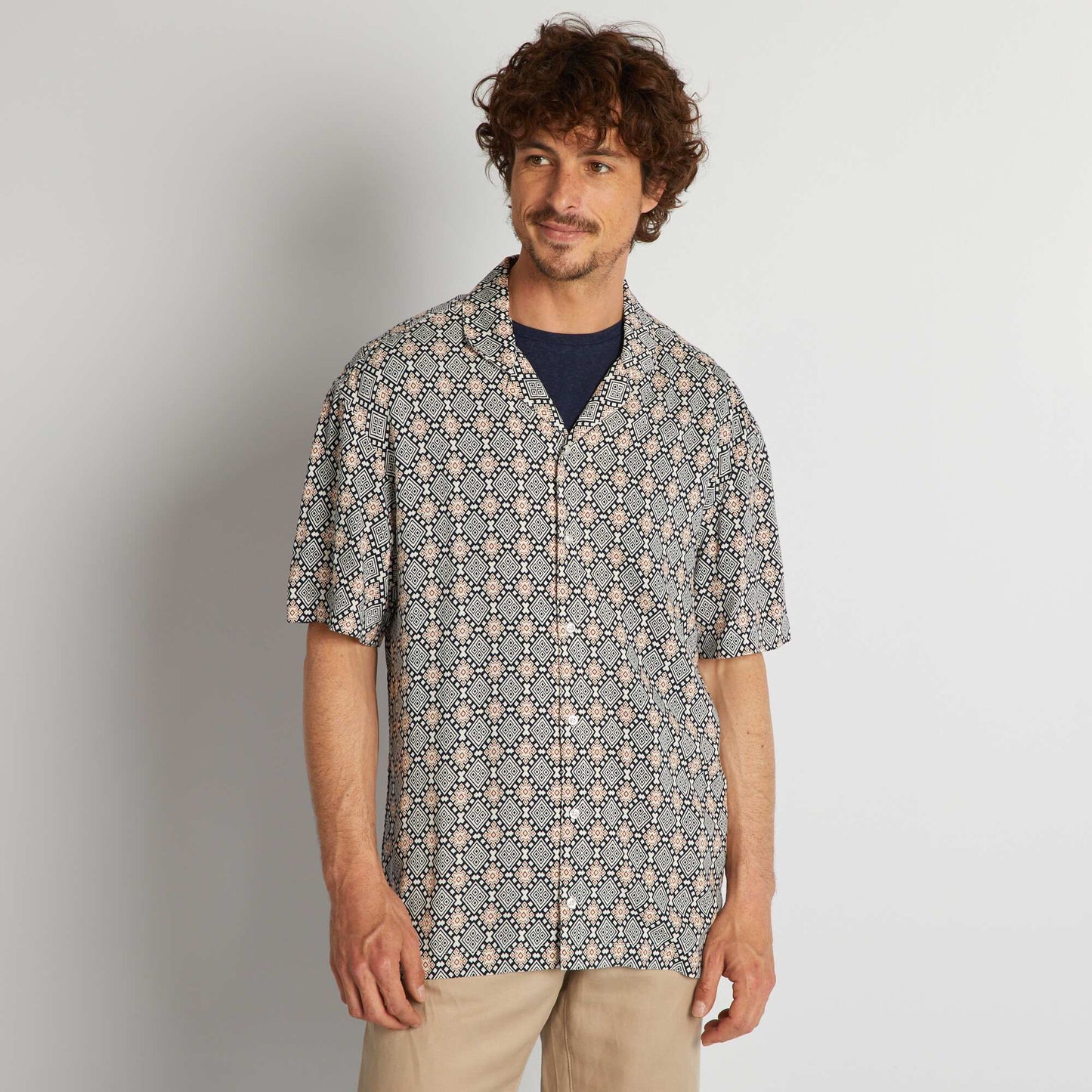 Chemise imprim e manches courtes Blanc