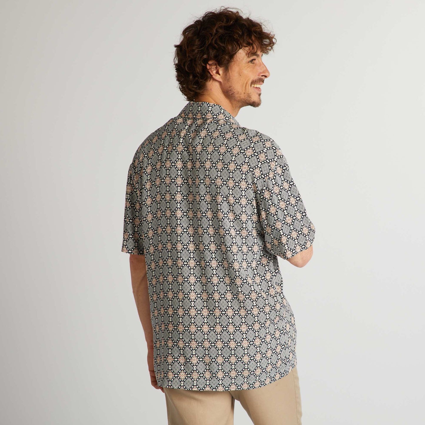 Chemise imprim e manches courtes Blanc