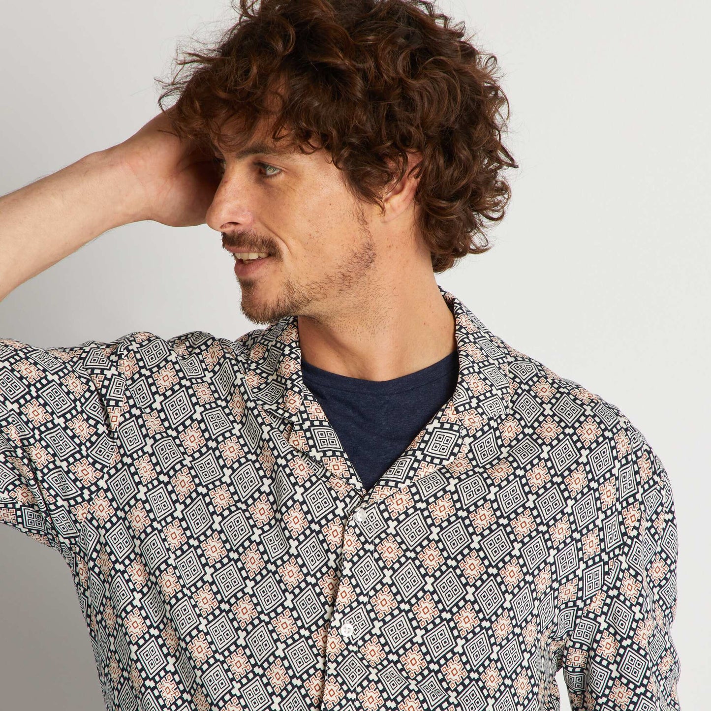 Chemise imprim e manches courtes Blanc