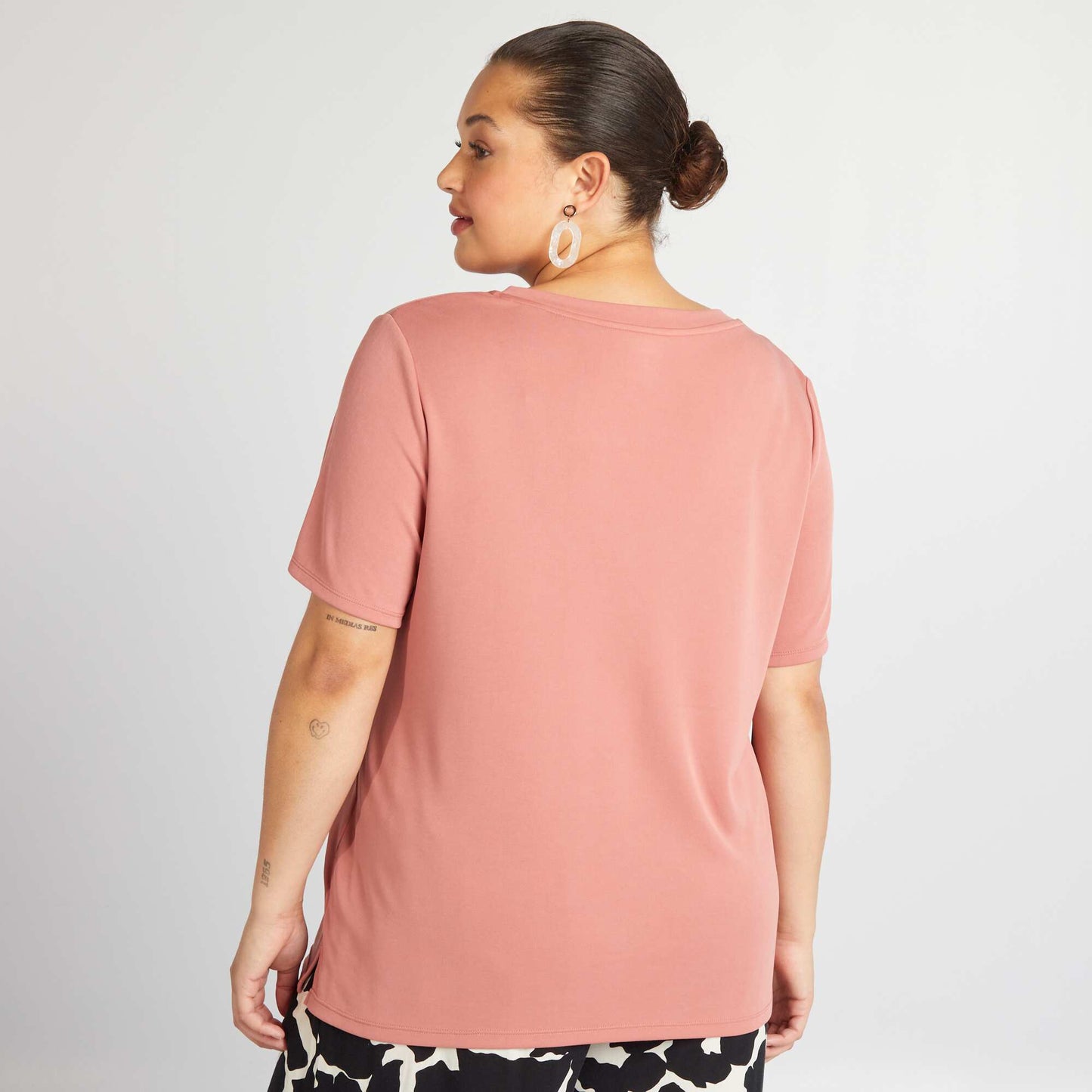 T-shirt manches courtes stretch Vieux rose