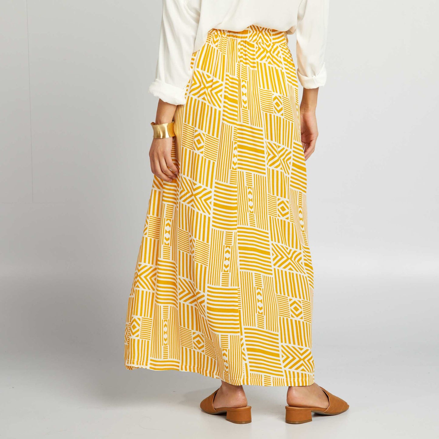 Jupe fluide cr p e Jaune