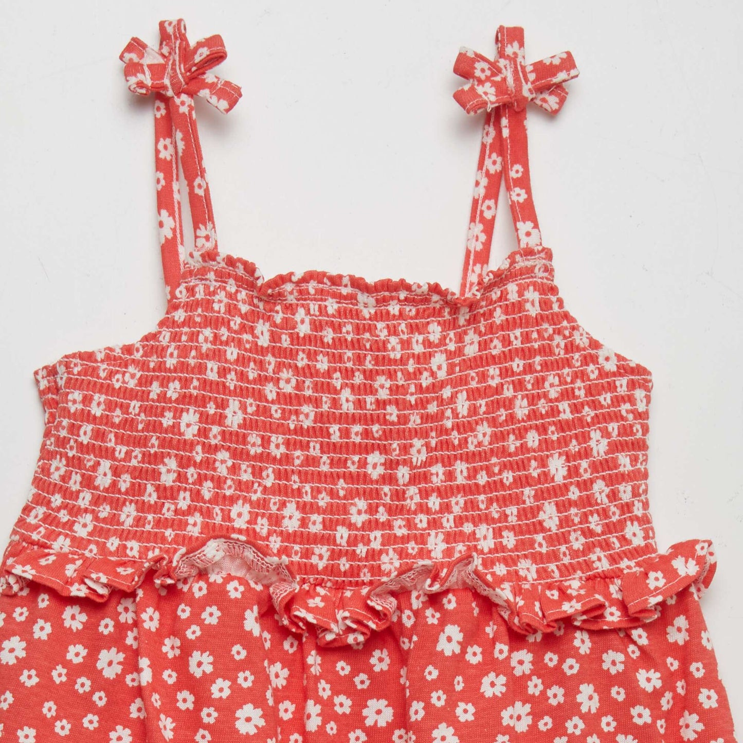 Robe bretelles avec base volant e Rouge