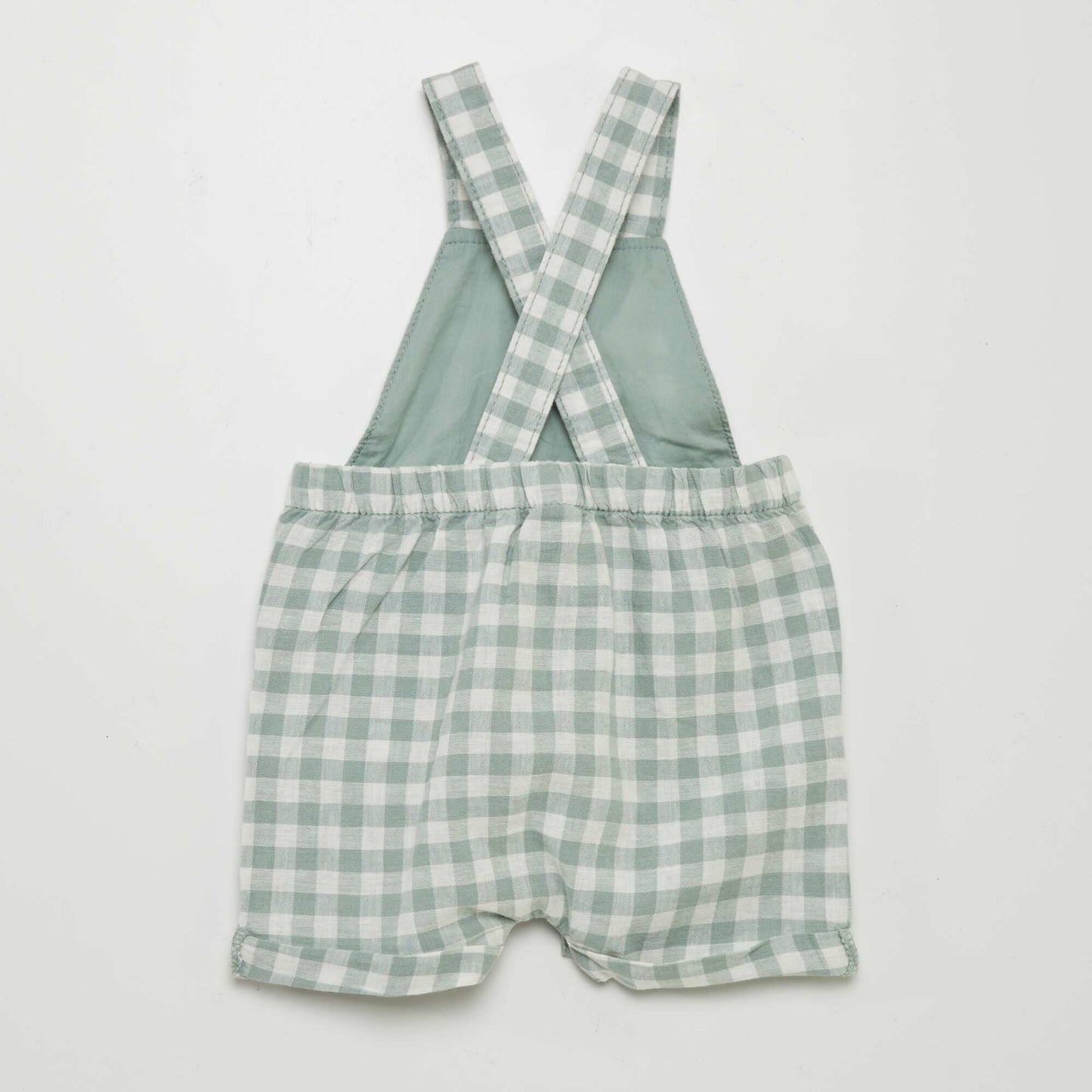 Salopette en lin m lang Vert/blanc