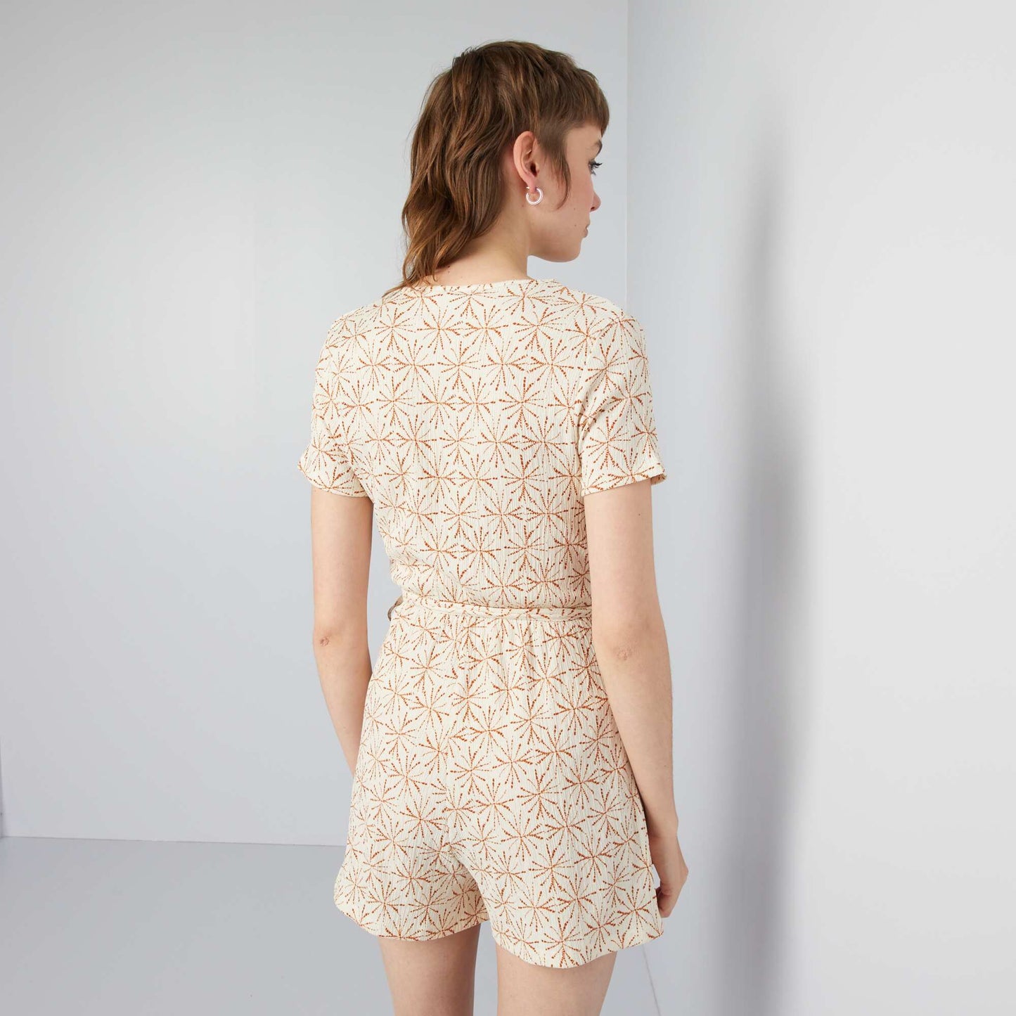 Combishort imprim col cache-coeur Beige