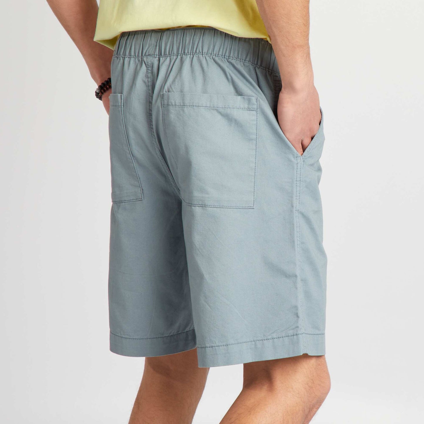 Short droit taille lastiqu e Bleu