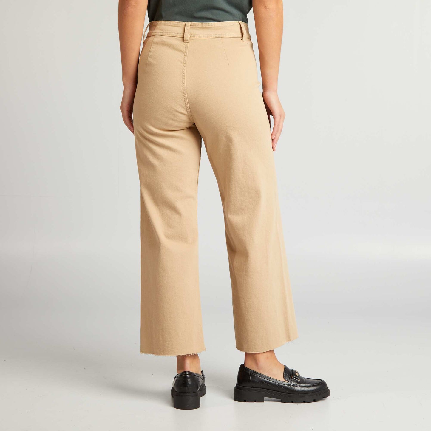 Jean wide-leg finition cru Beige