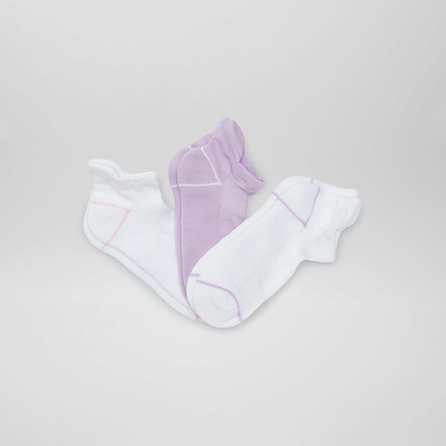 Lot de 3 chaussettes invisibles sport Violet/blanc