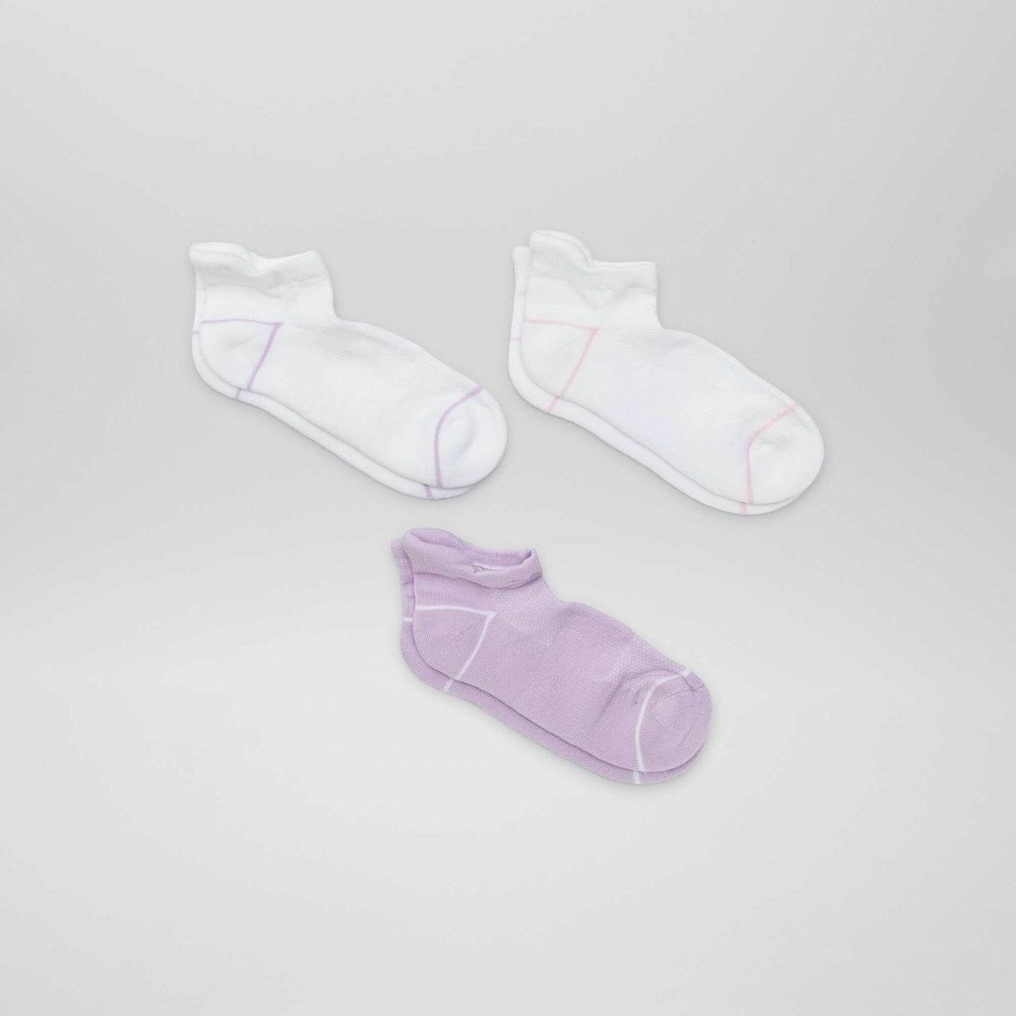 Lot de 3 chaussettes invisibles sport Violet/blanc