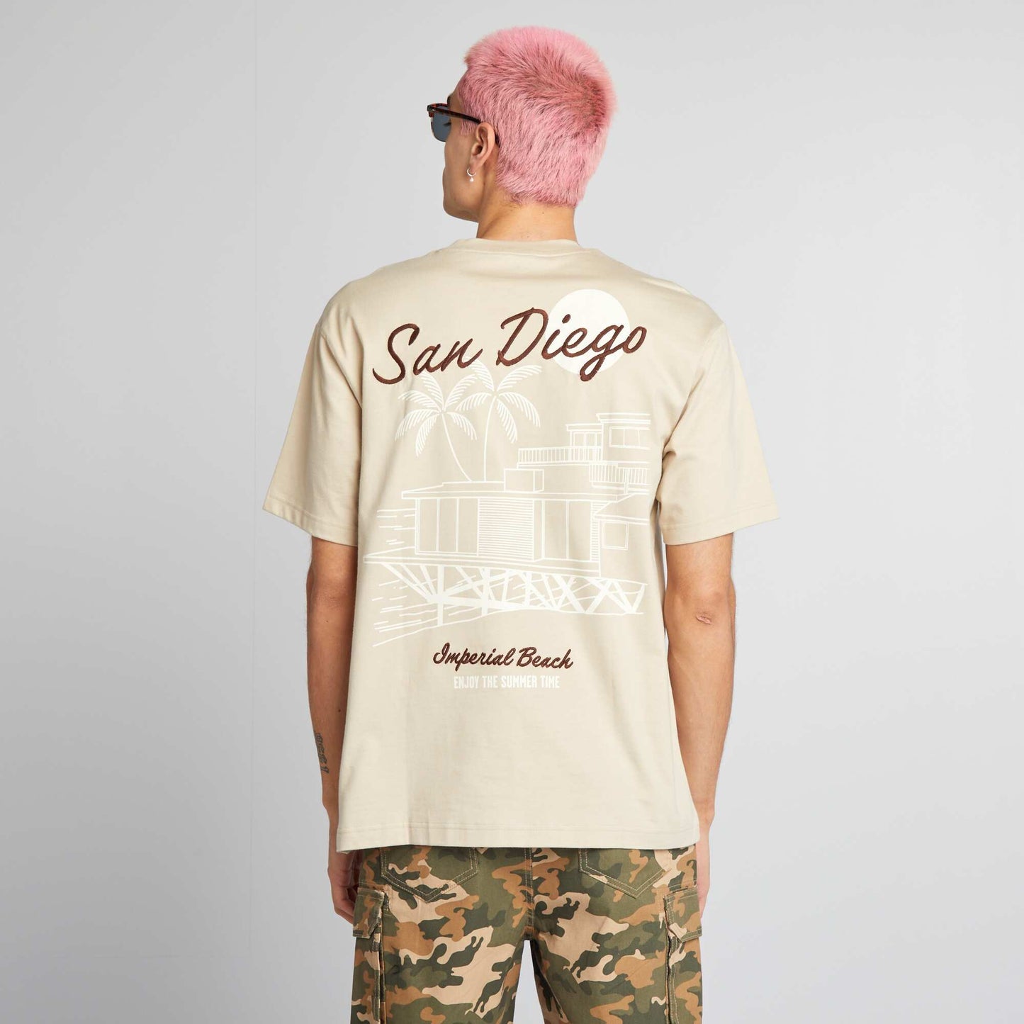 T-shirt broderie Beige