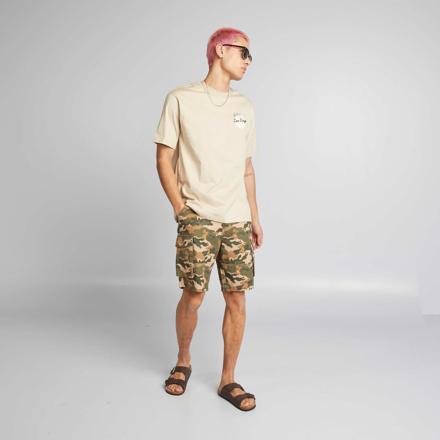 T-shirt broderie Beige