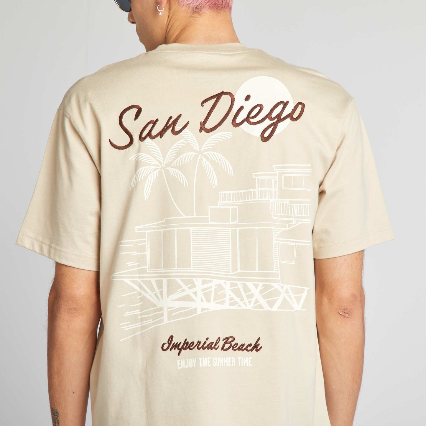 T-shirt broderie Beige