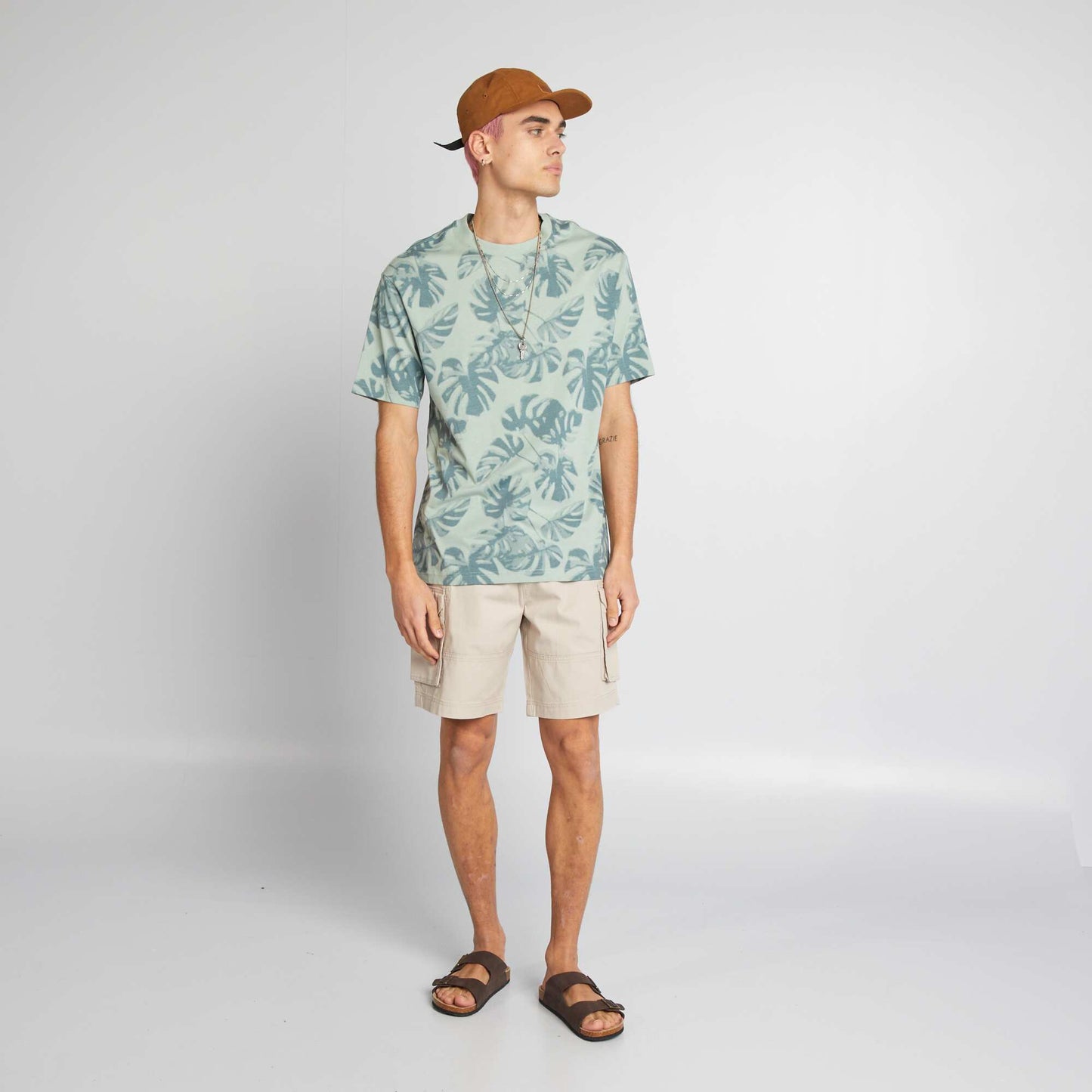 T-shirt col rond avec imprim Vert