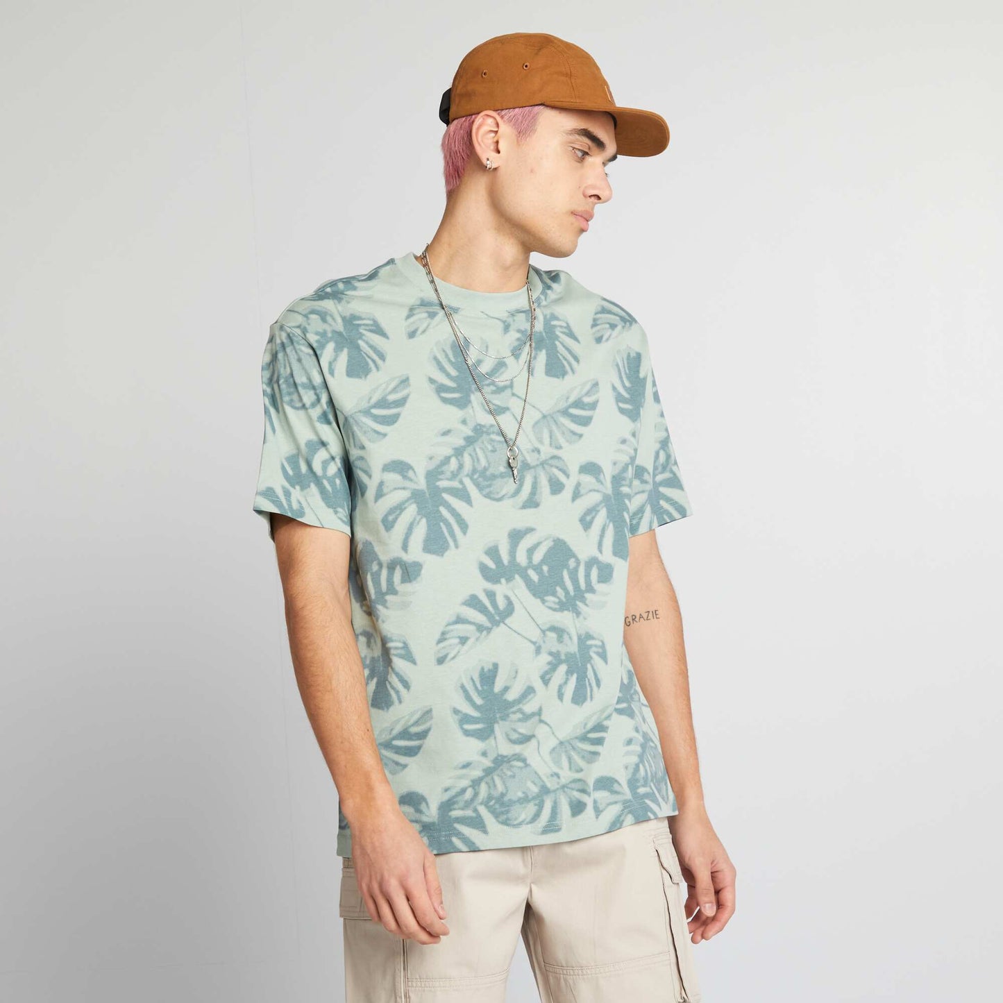 T-shirt col rond avec imprim Vert