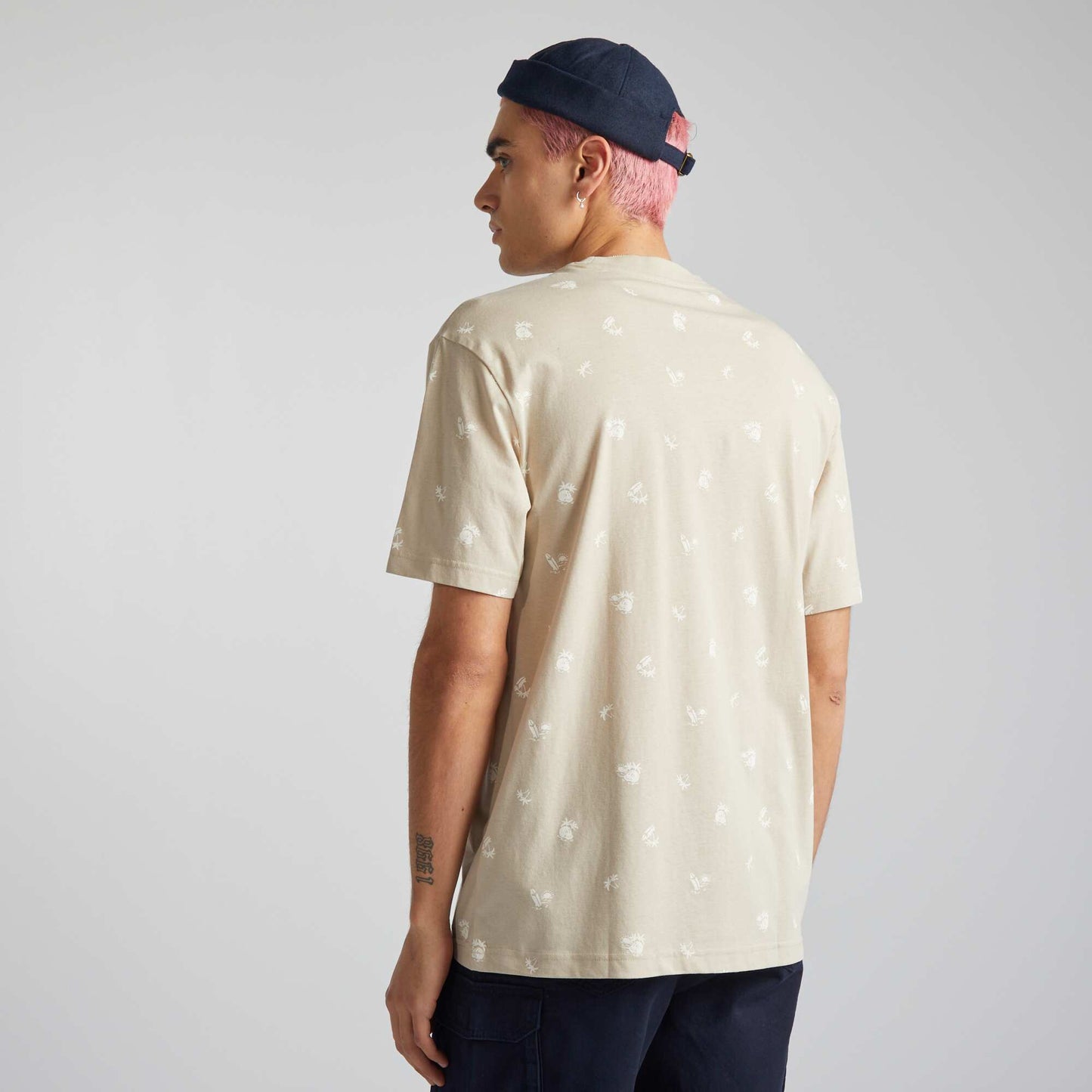 T-shirt col rond avec imprim Biege