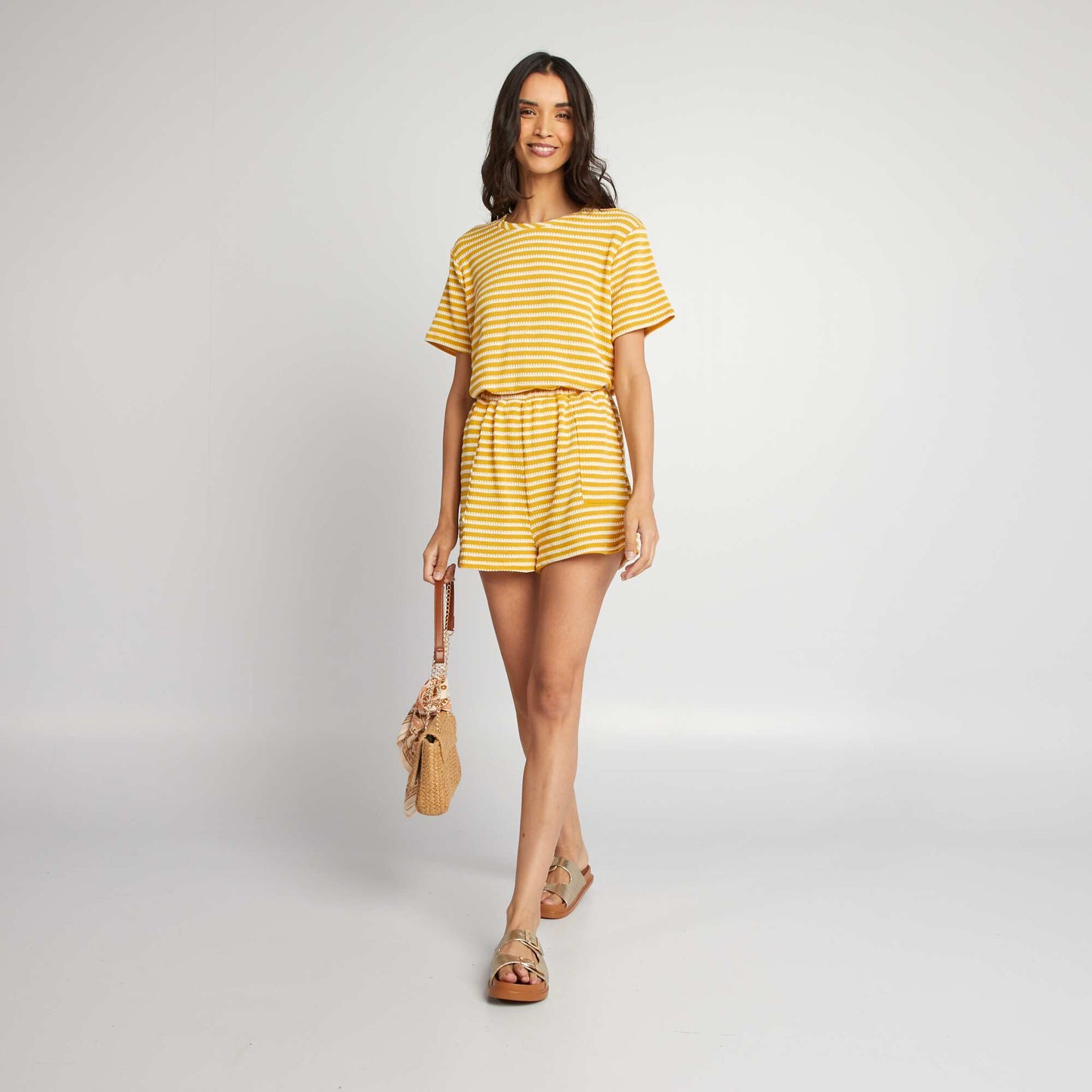 T-shirt ray en crochet Jaune