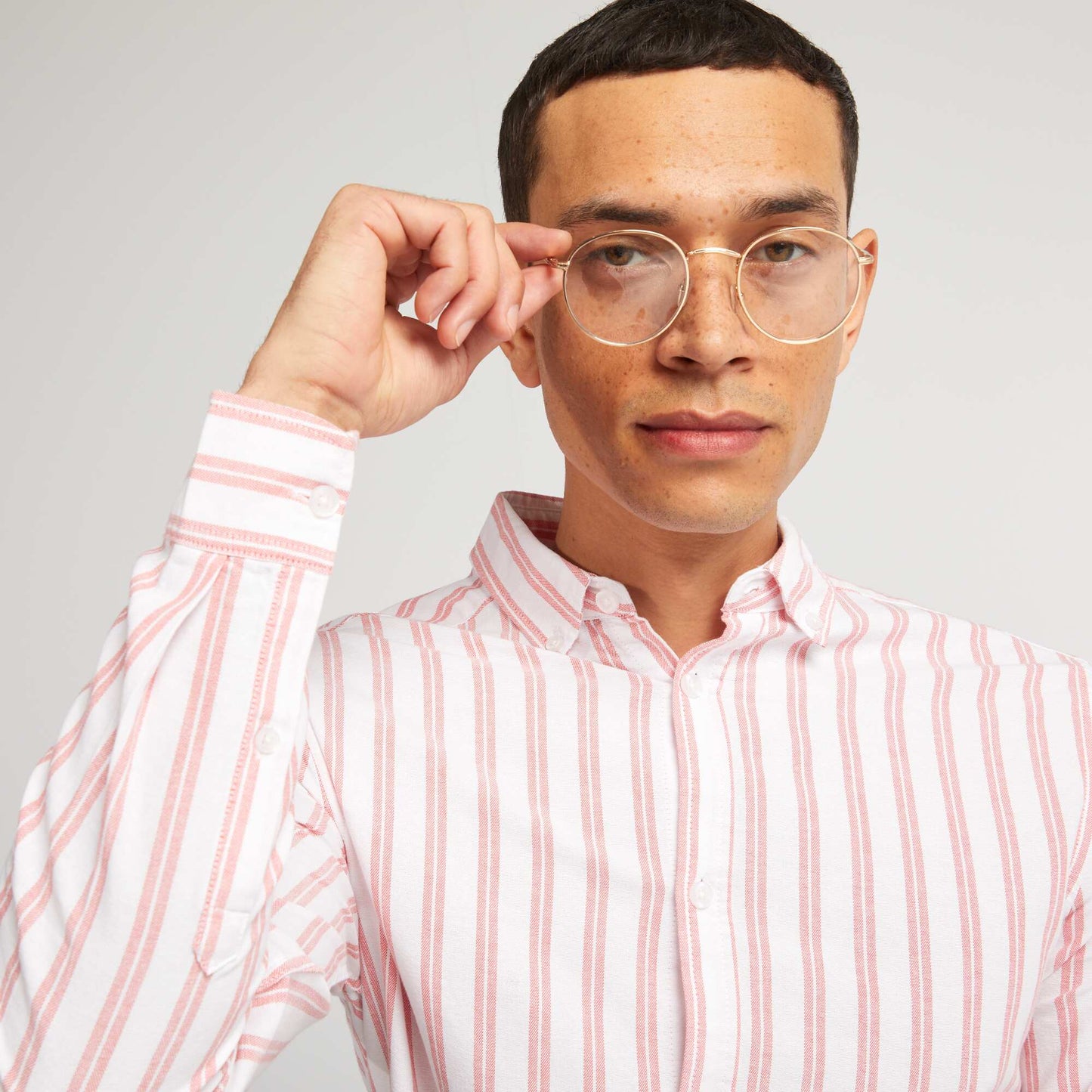 Chemise coupe droite et rayures Orange/blanc
