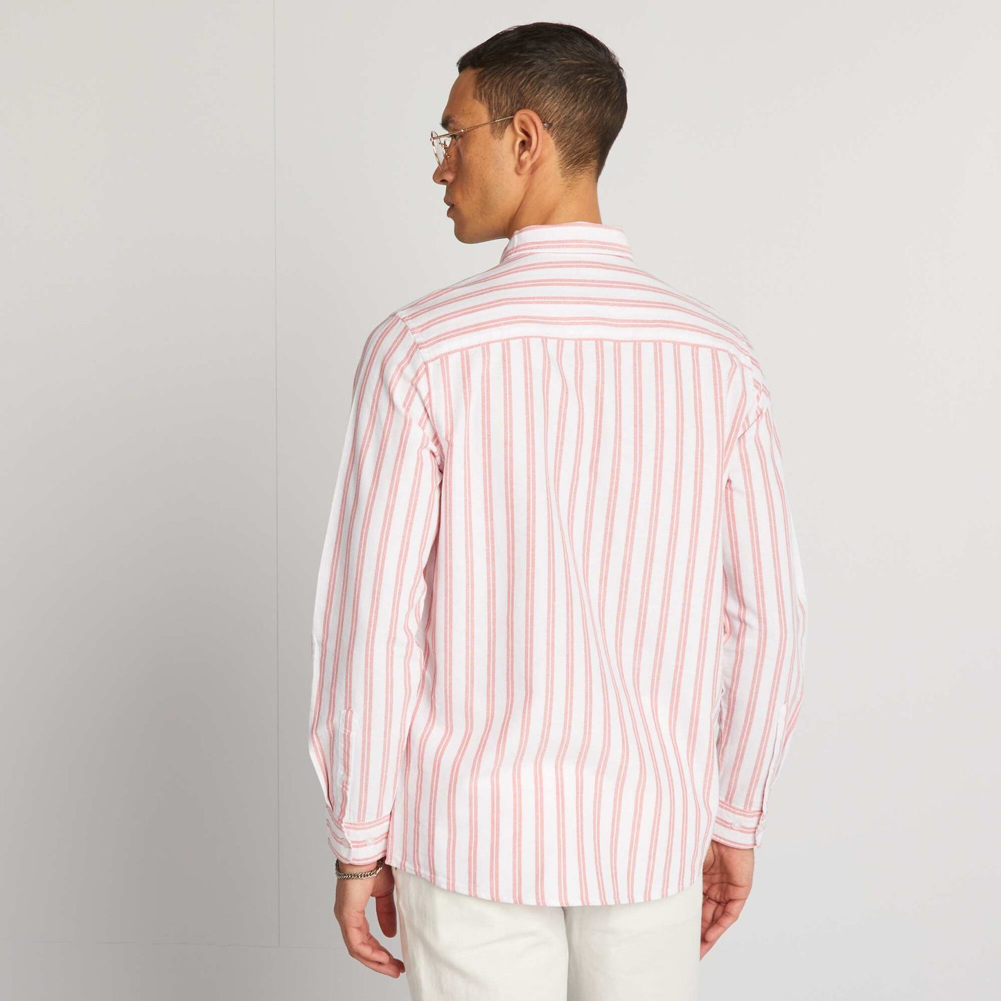 Chemise coupe droite et rayures Orange/blanc