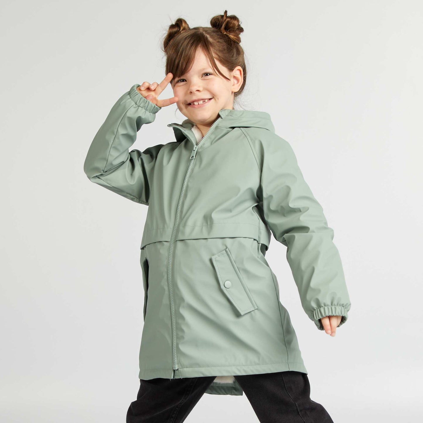 Parka mi-longue capuche Vert