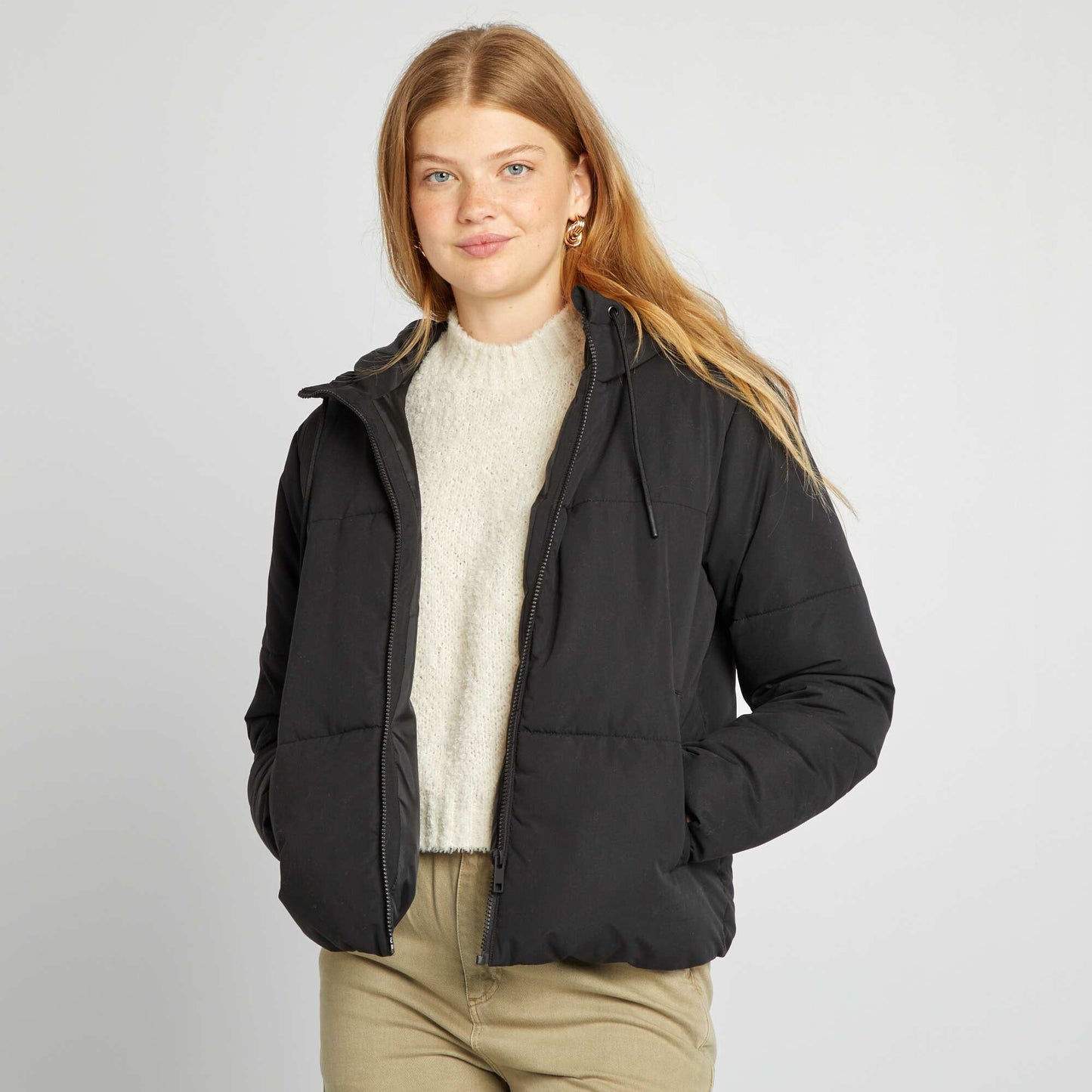 Doudoune zipp e capuche Noir