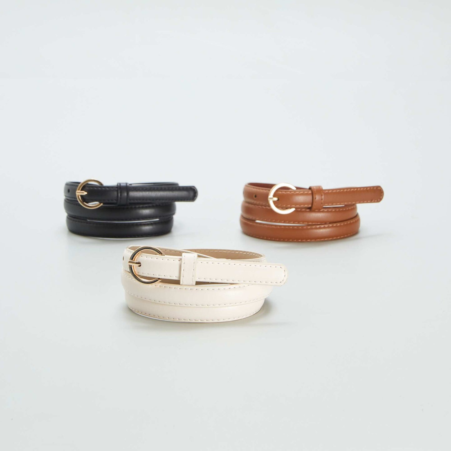 Lot de 3 fines ceintures unies Marron