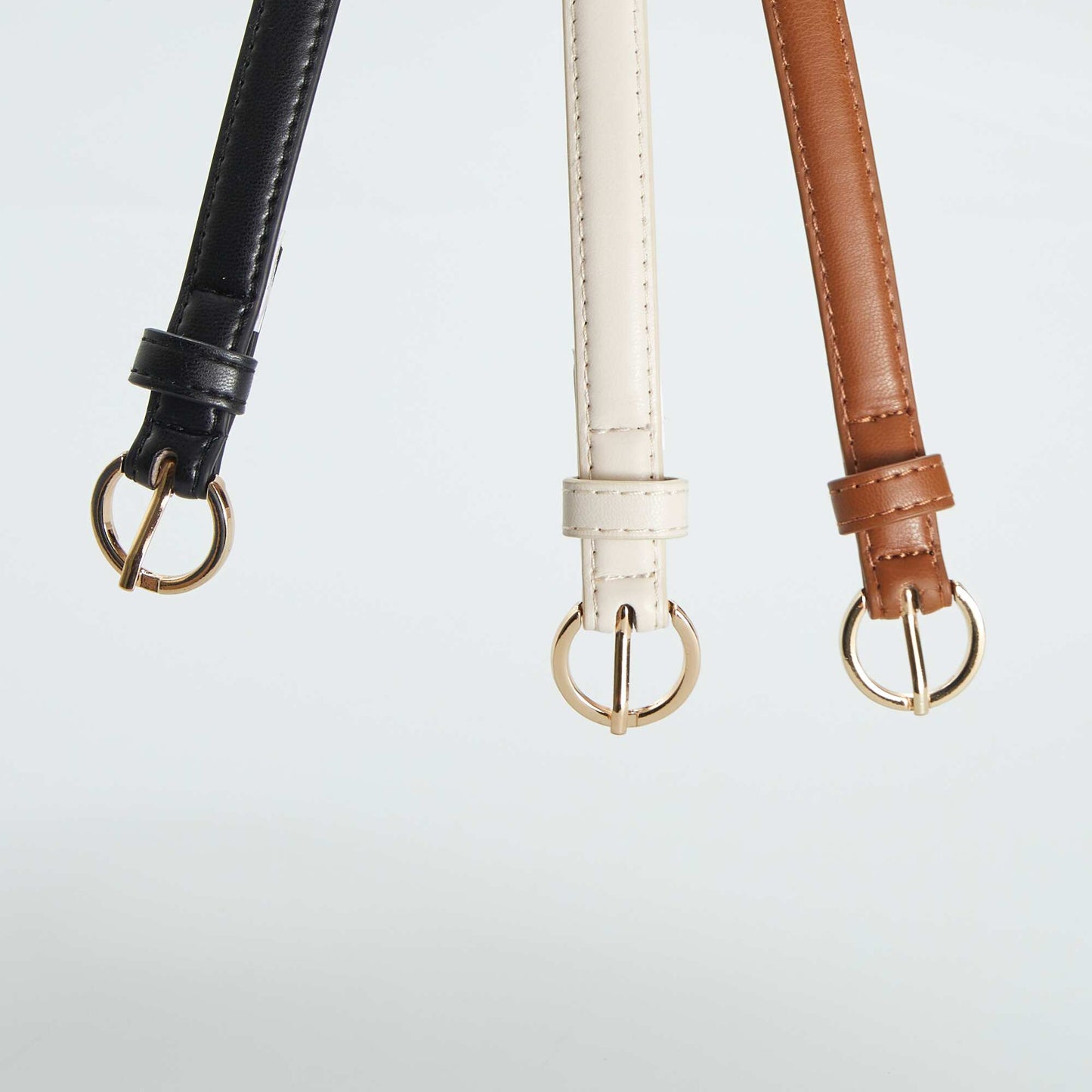 Lot de 3 fines ceintures unies Marron