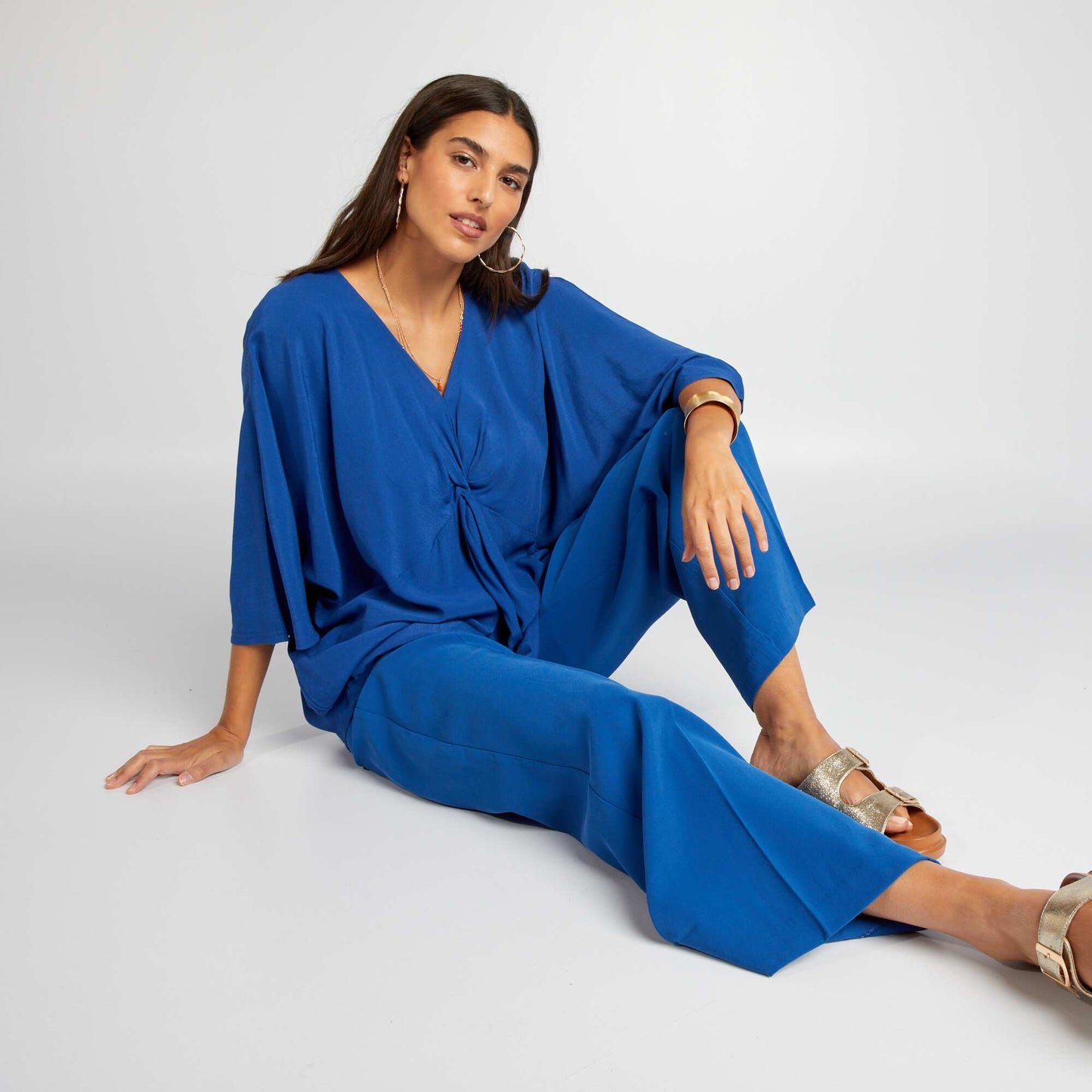 Blouse large avec manches papillon Bleu lectrique