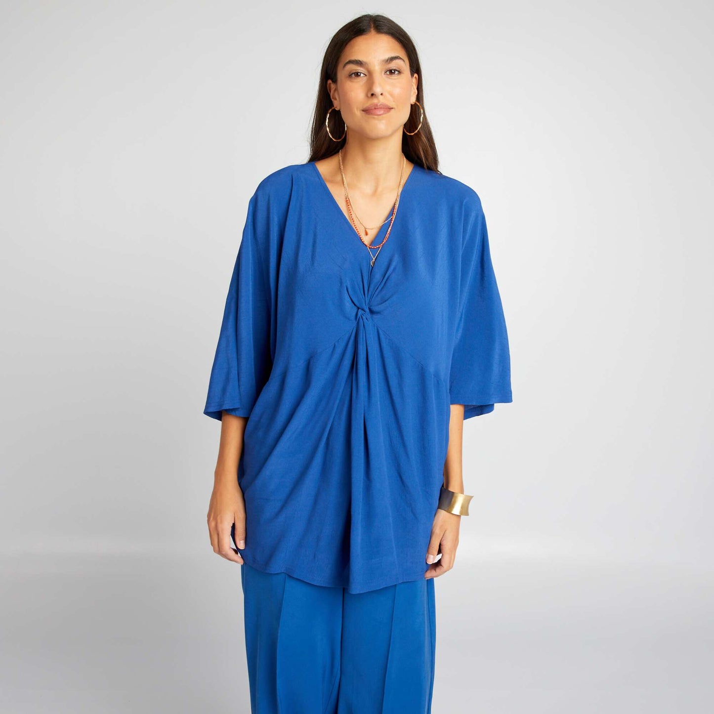 Blouse large avec manches papillon Bleu lectrique