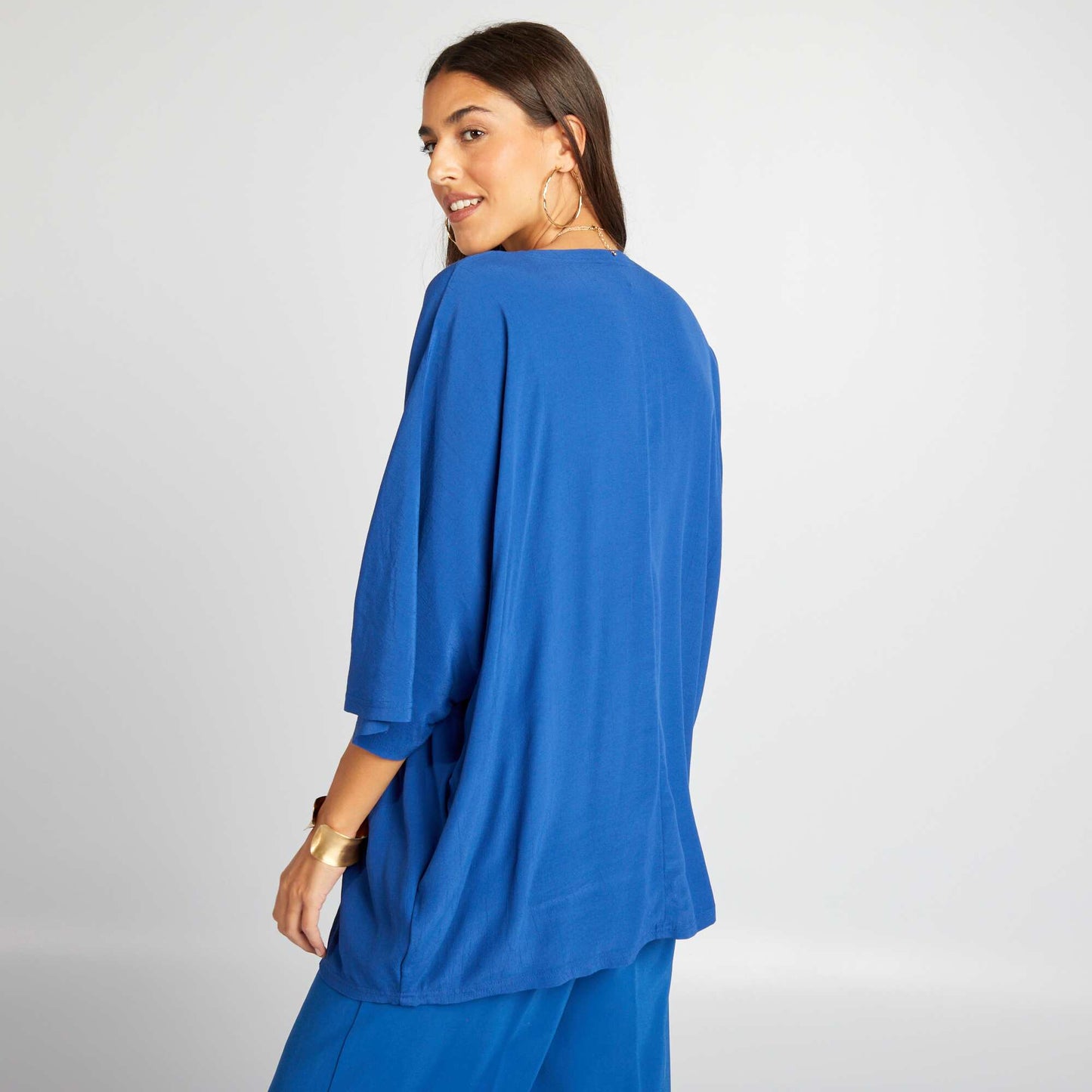 Blouse large avec manches papillon Bleu lectrique