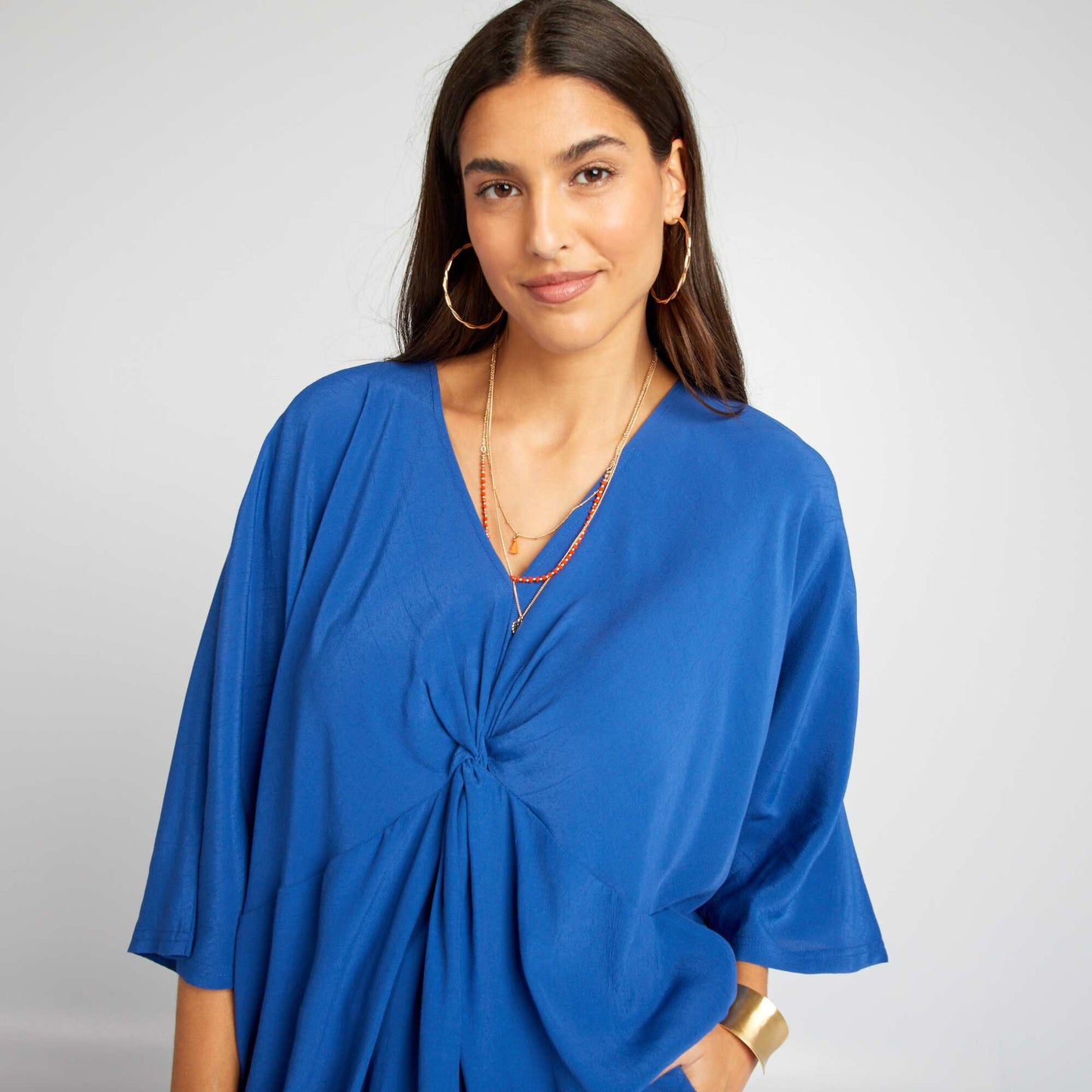 Blouse large avec manches papillon Bleu lectrique