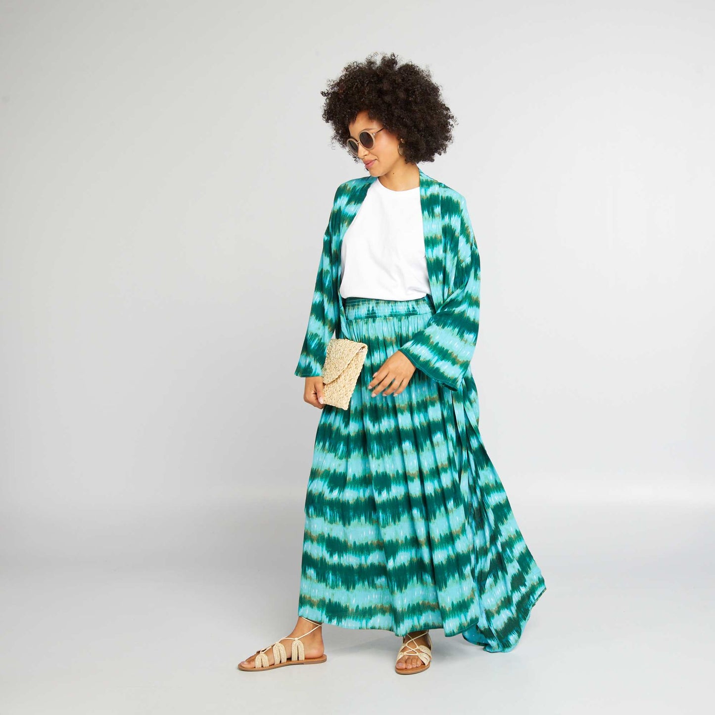 Jupe longue pliss e Vert