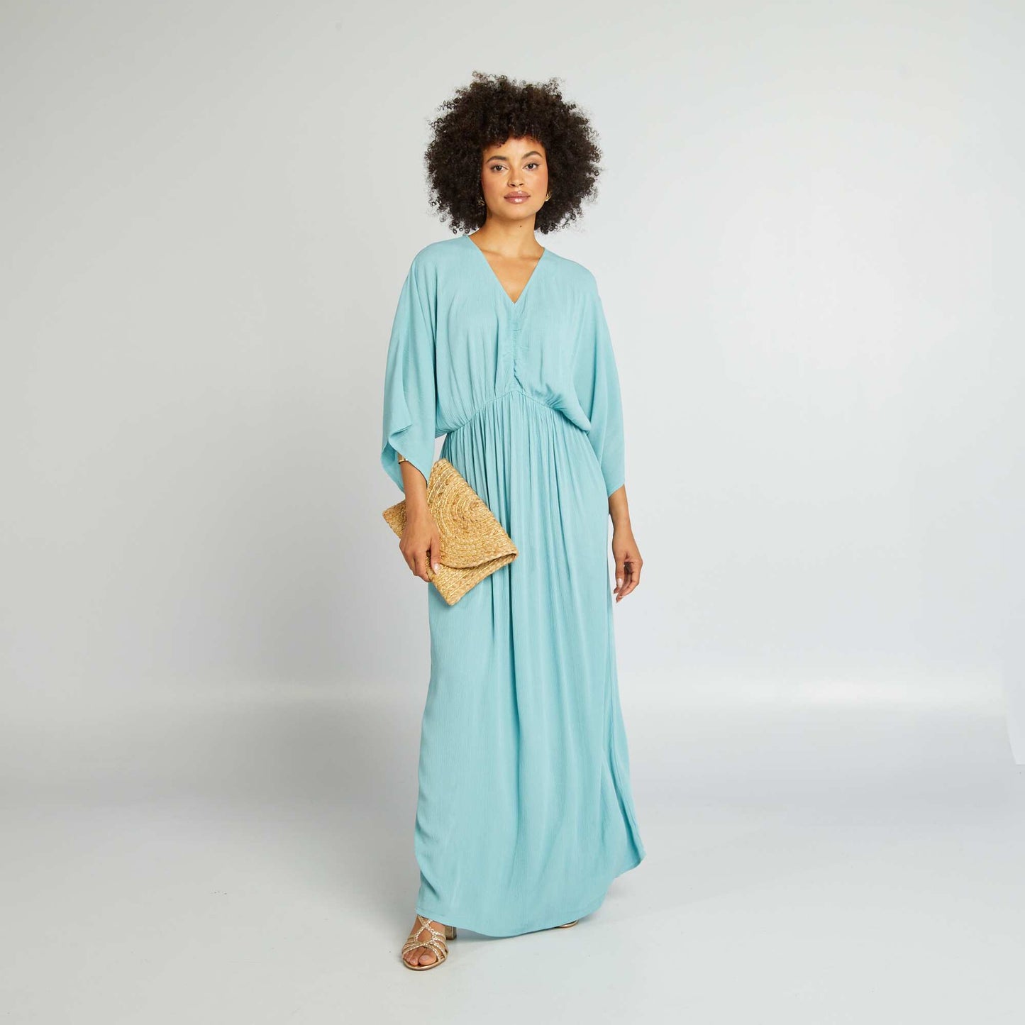 Robe longue manches chauve-souris Bleu