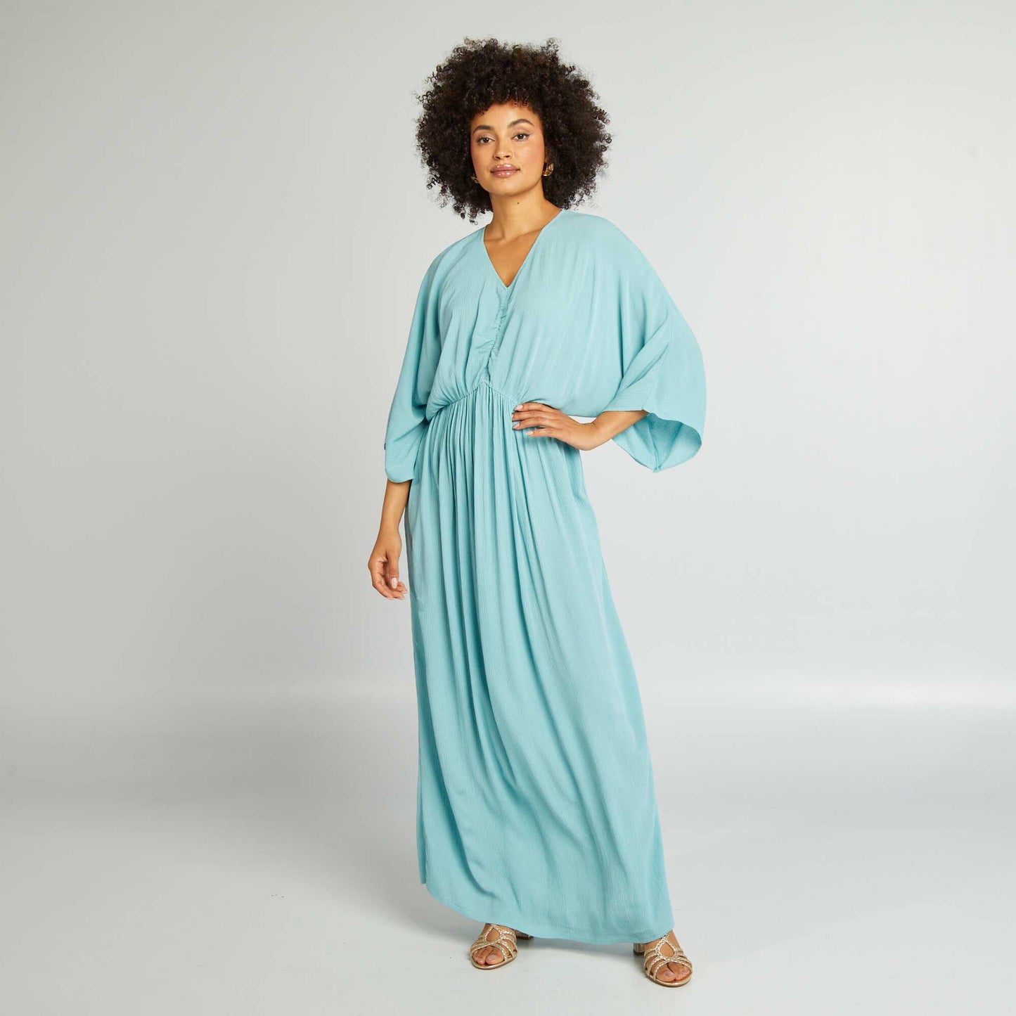 Robe longue manches chauve-souris Bleu