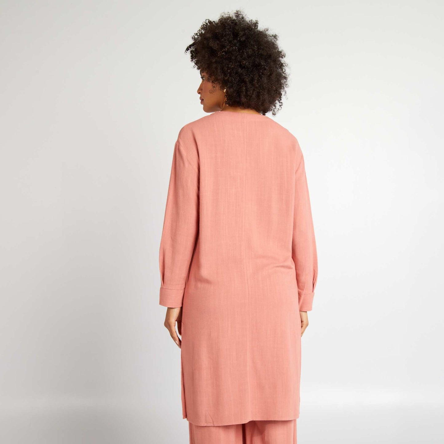 Chemise en lin m lang avec fentes Rose