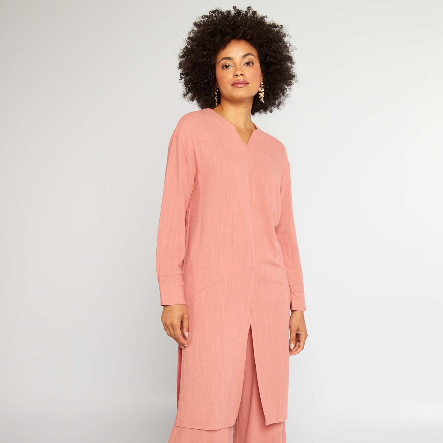 Chemise en lin m lang avec fentes Rose