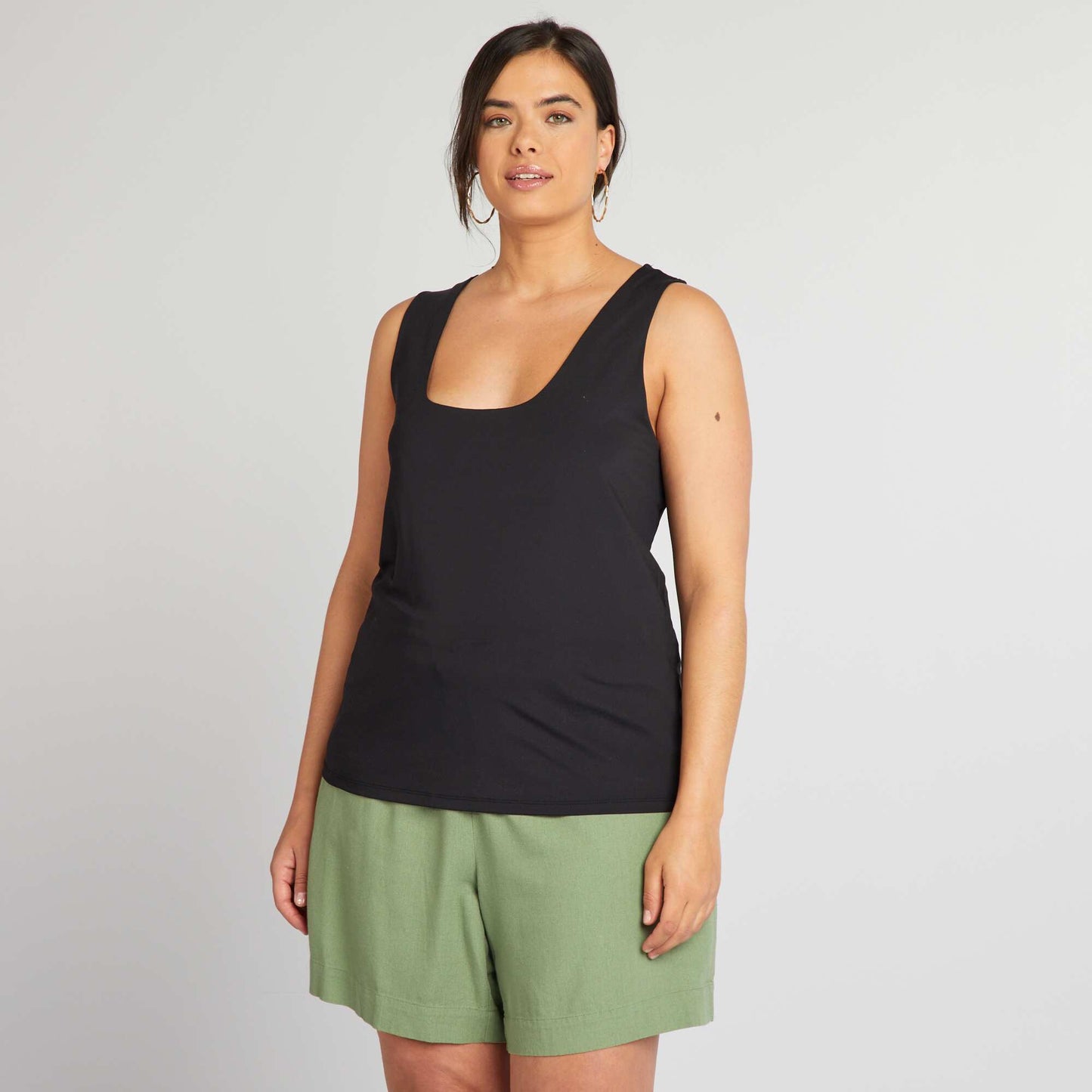 D bardeur col carr en microfibre noir