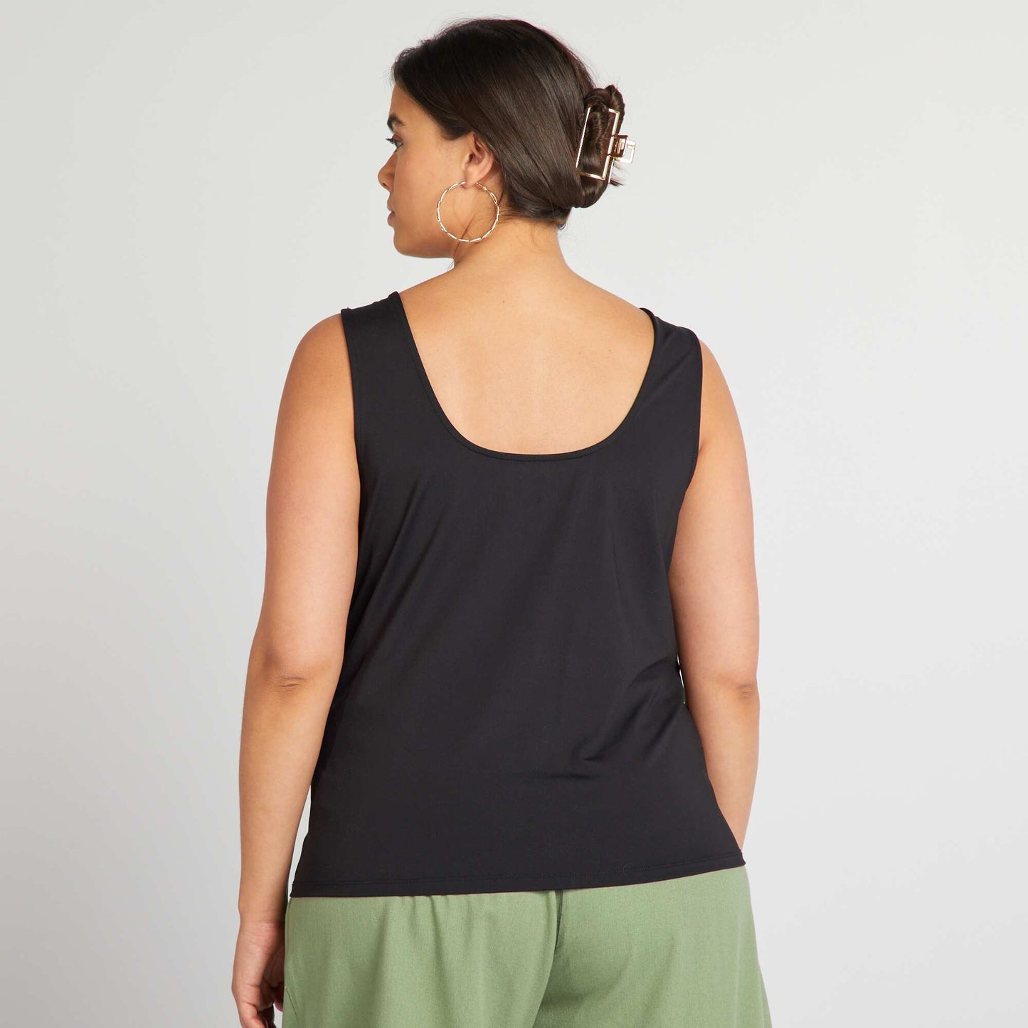 D bardeur col carr en microfibre noir