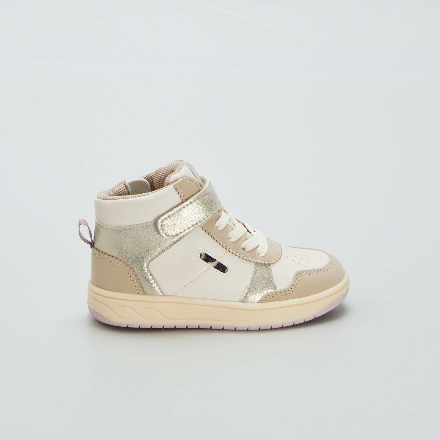 Baskets montantes scratchs et lacets beige