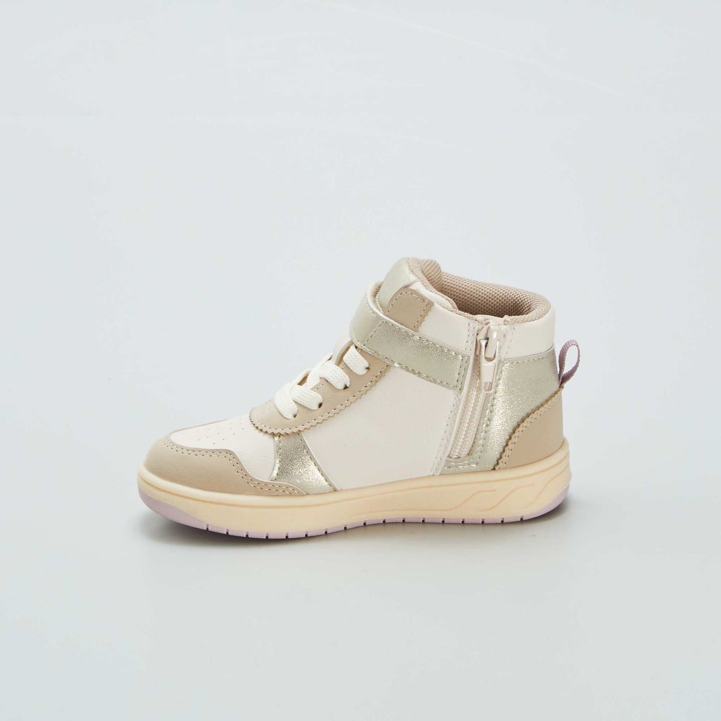 Baskets montantes scratchs et lacets beige