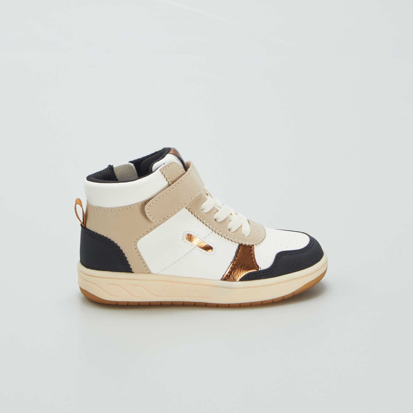 Baskets montantes scratchs et lacets Blanc